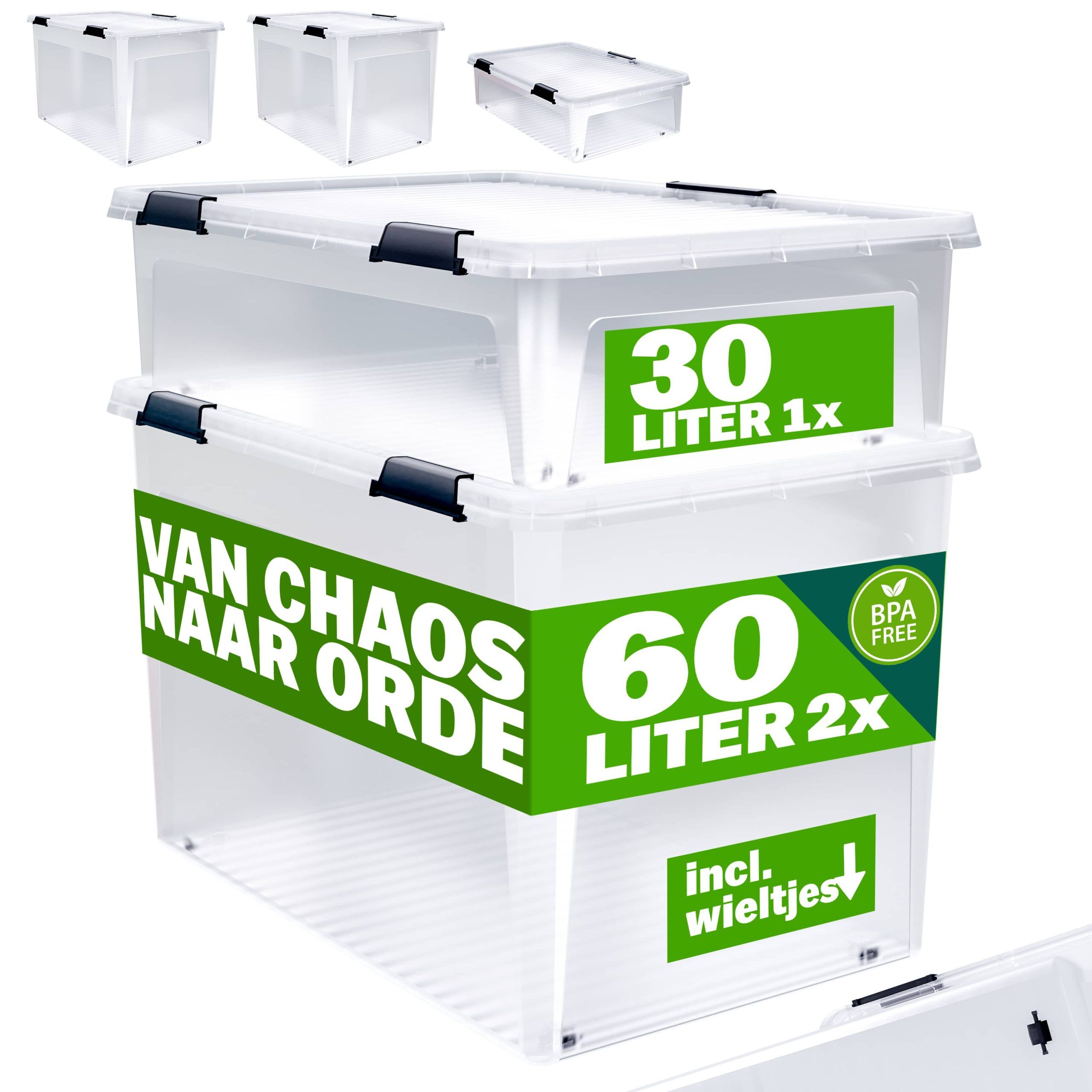 Aufbewahrungsbox 6er-Set Transparent 60x40x17cm 30L stapelbar