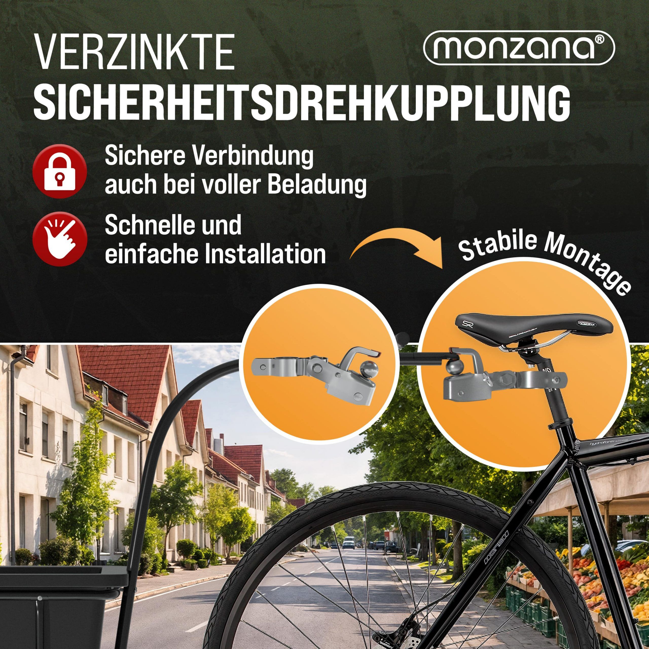 Fahrradanhänger Schwarz 90L inkl Kupplung