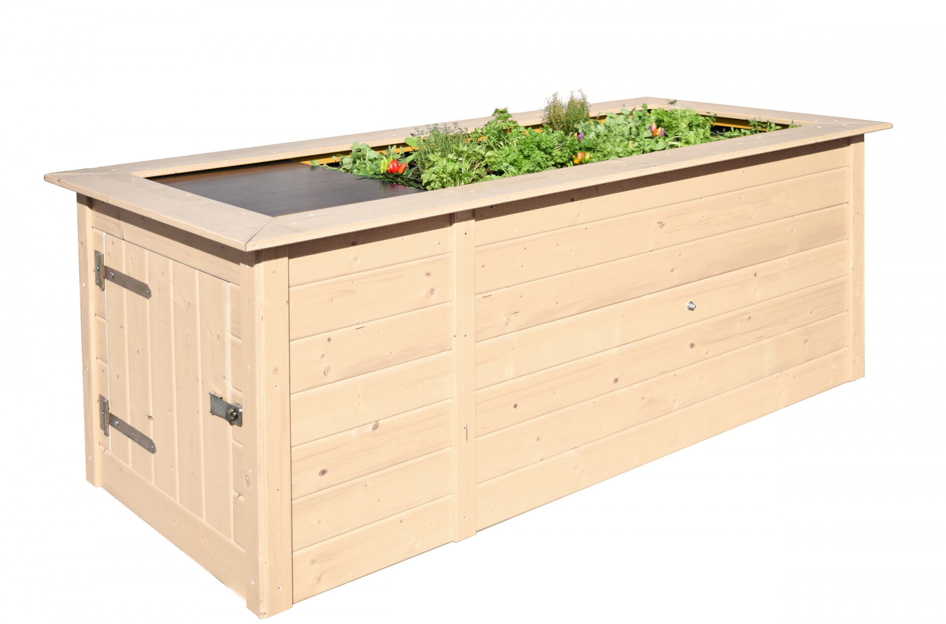 weka Profi-Hochbeet 669, natur, 21 mm, mit Ablagefläche und Abstellraum