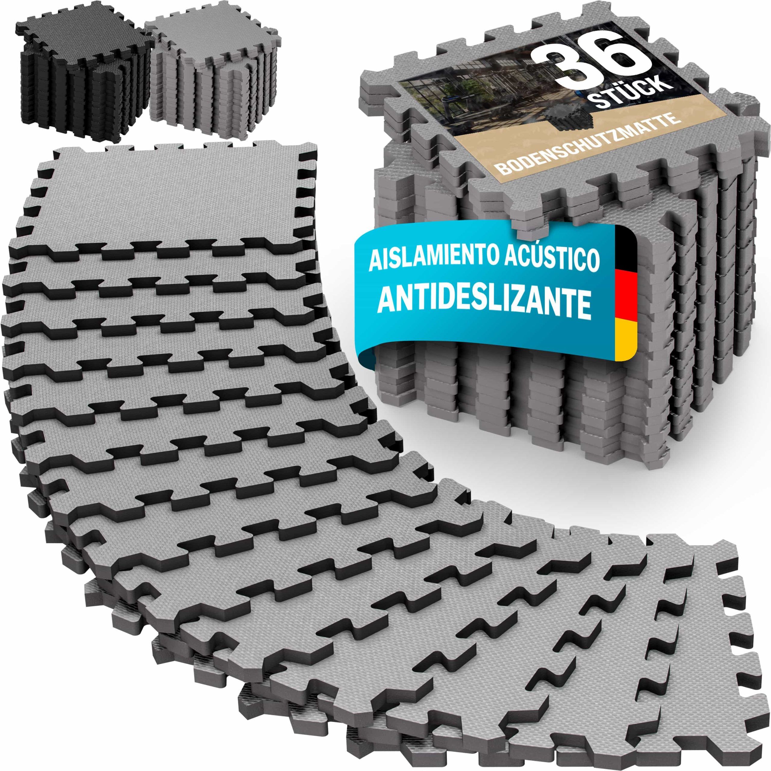 Bodenschutz-/Puzzlematten 36er-Set Grau 175x175x1cm