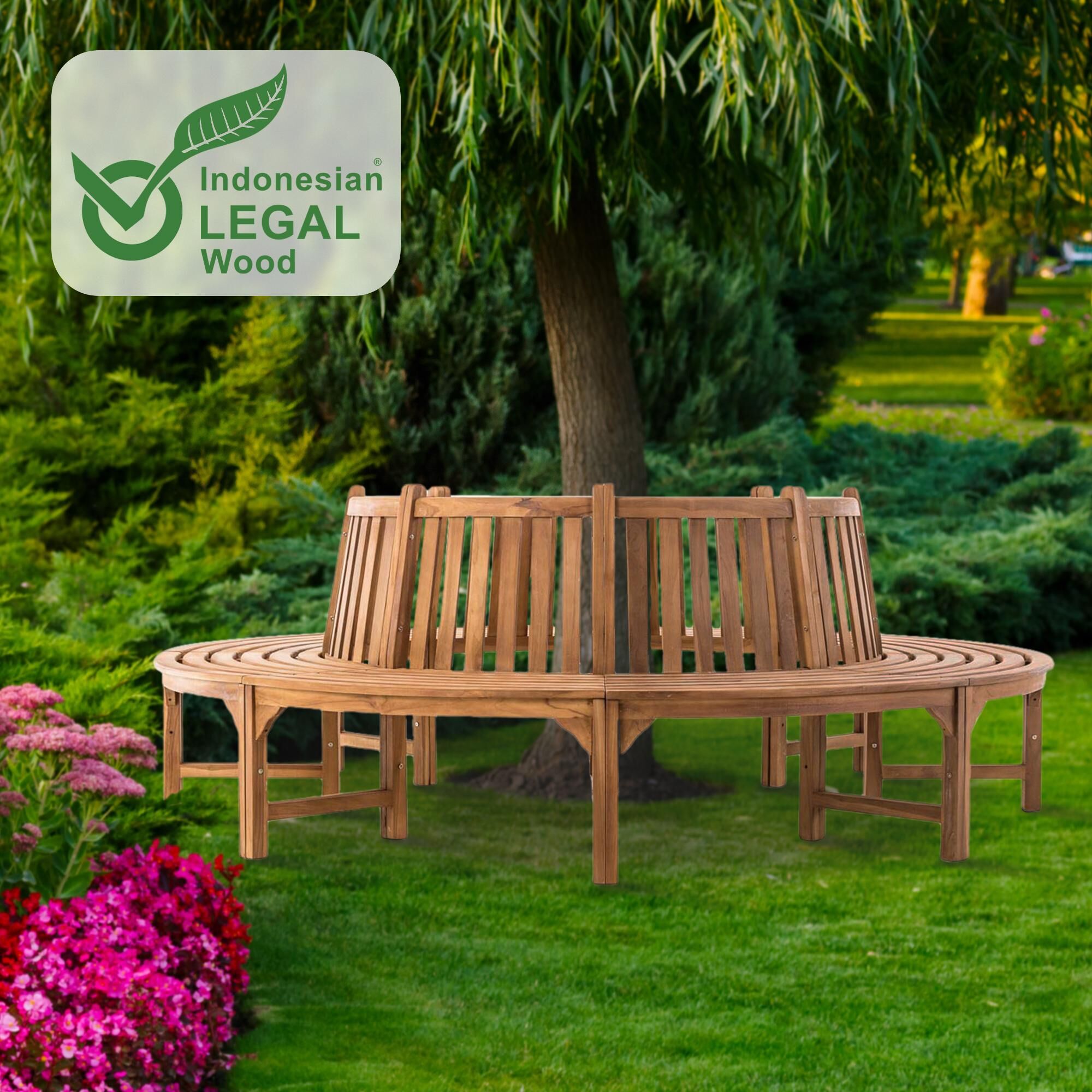 Baumbank Novum rund 250 cm, teak
