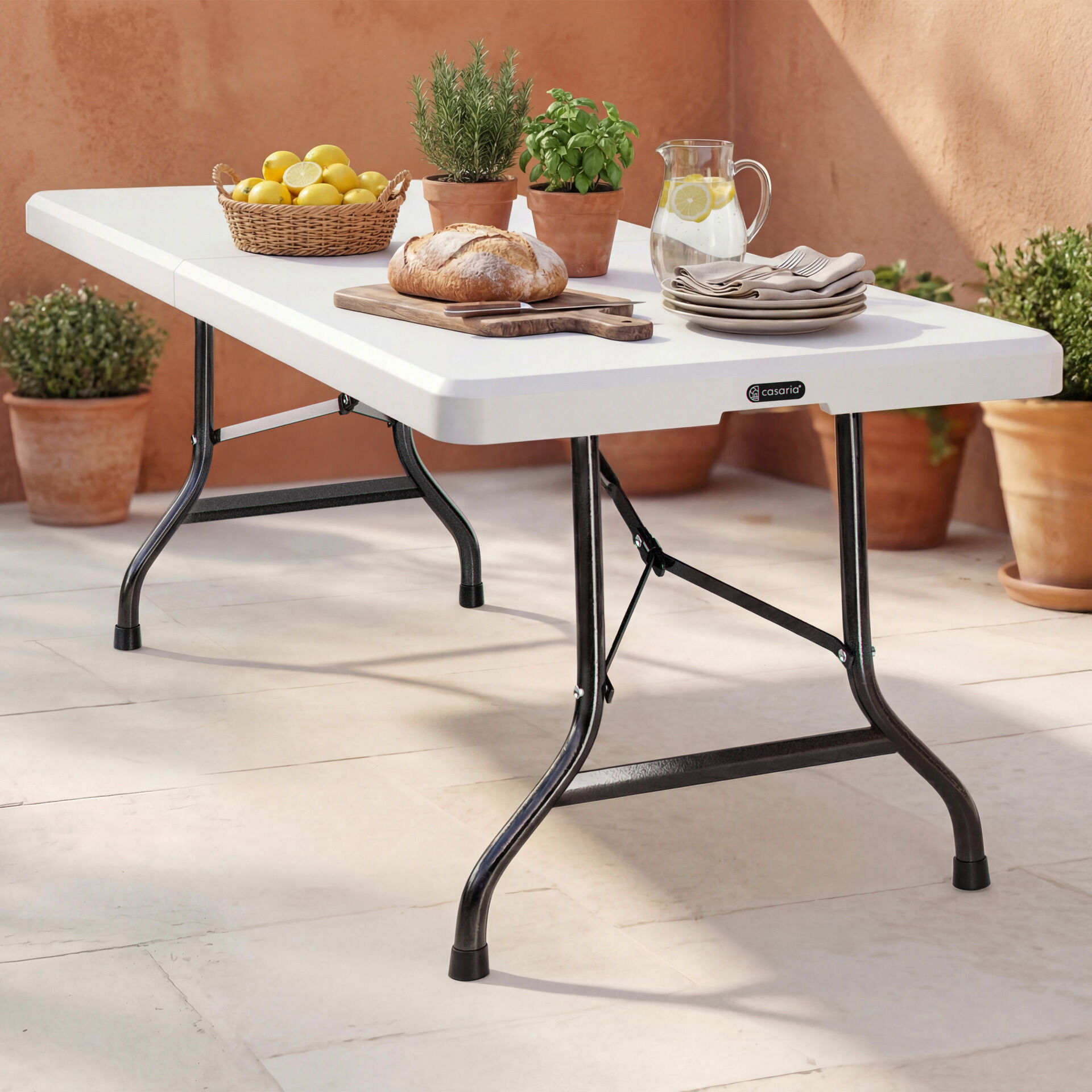 Gartentisch Weiß Kunststoff 220x70x72cm klappbar