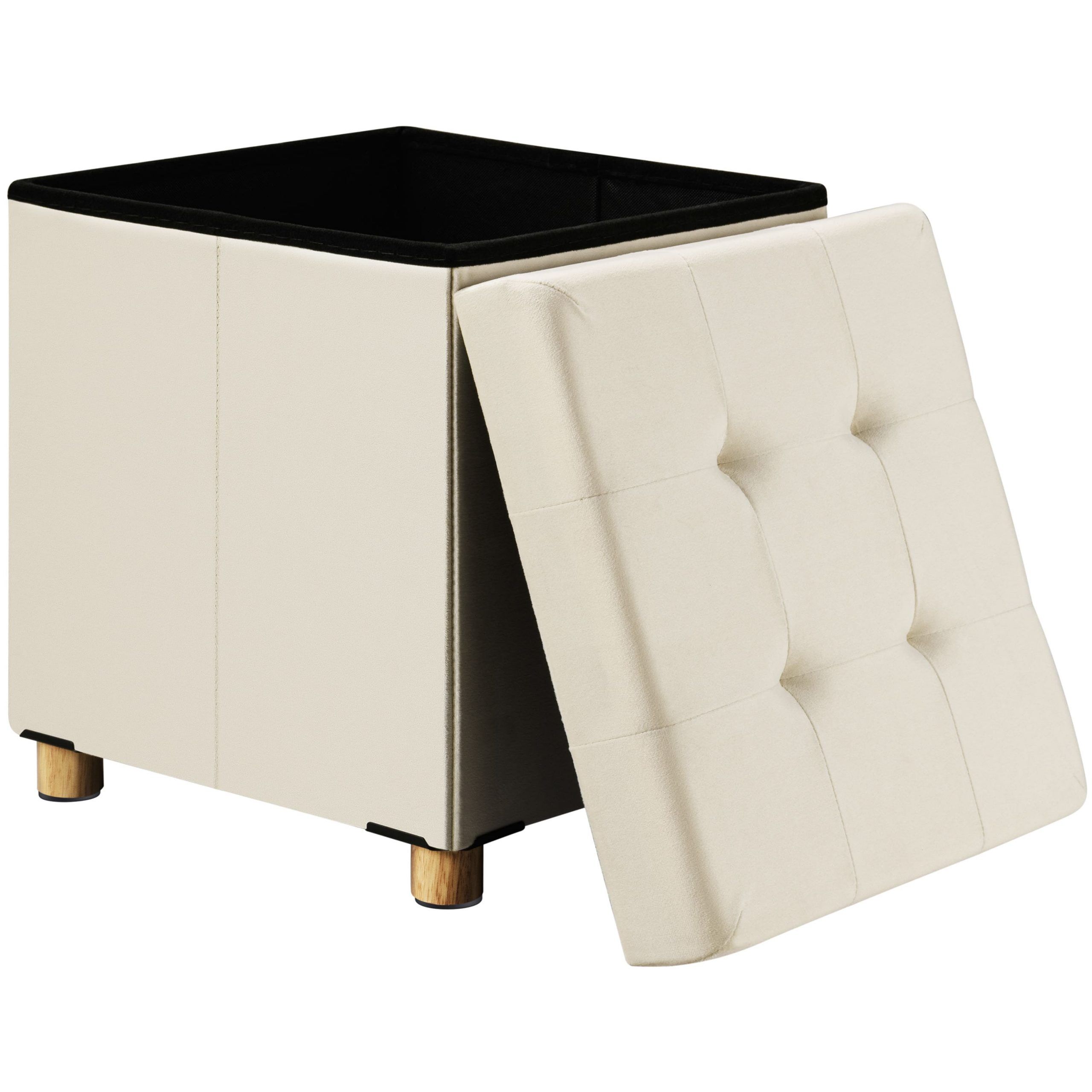 Sitzhocker Beige Samt 42x38x38cm faltbar