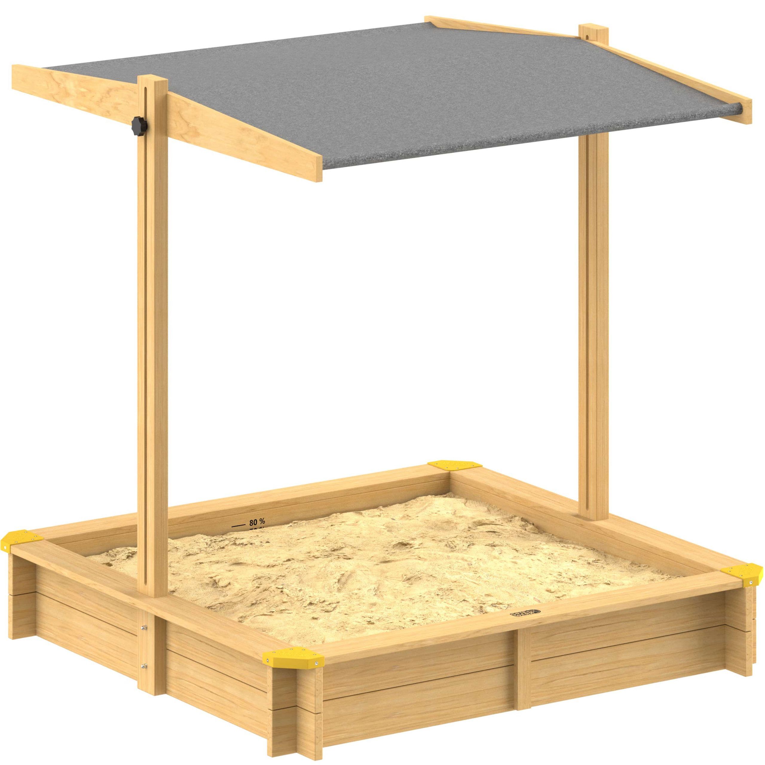 Sandkasten Hellbraun 120x120x120cm neigbares Sonnendach