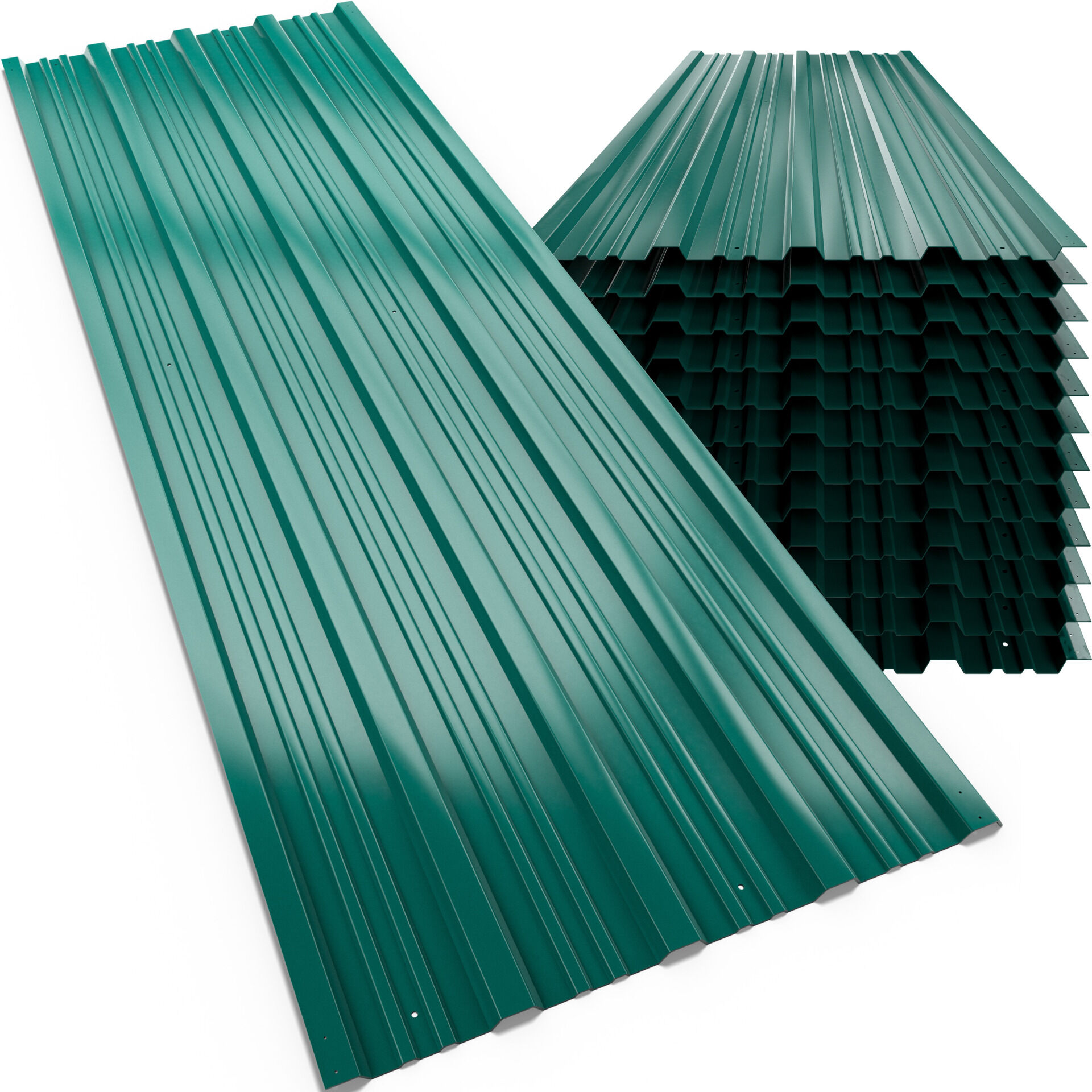 Trapezblech 12er-Set Grün 129x46cm gelocht 7m²