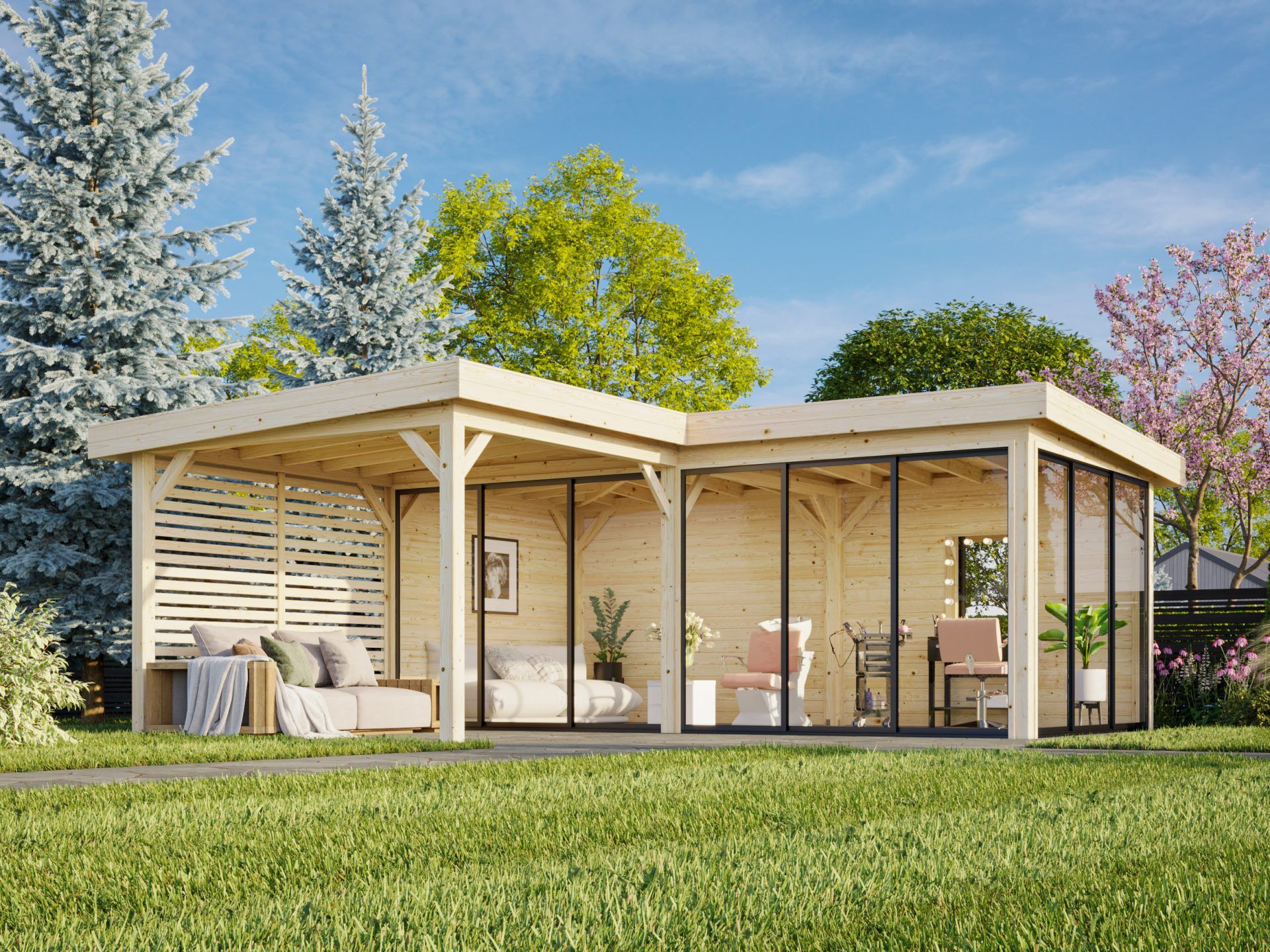 Palmako modernes Gartenhaus Lenna 24,9 m2 Set 414 Slide