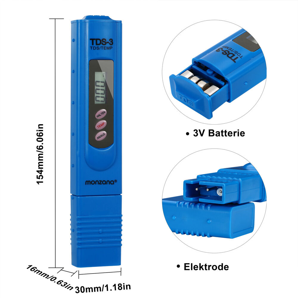 Digitaler TDS-3 Wasser Tester mit LCD Anzeige + Batterie