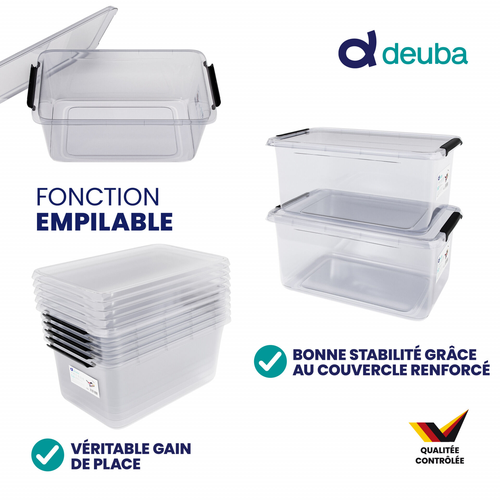 Aufbewahrungsbox 30x20x12cm 5L transparent stapelbar BPA-frei