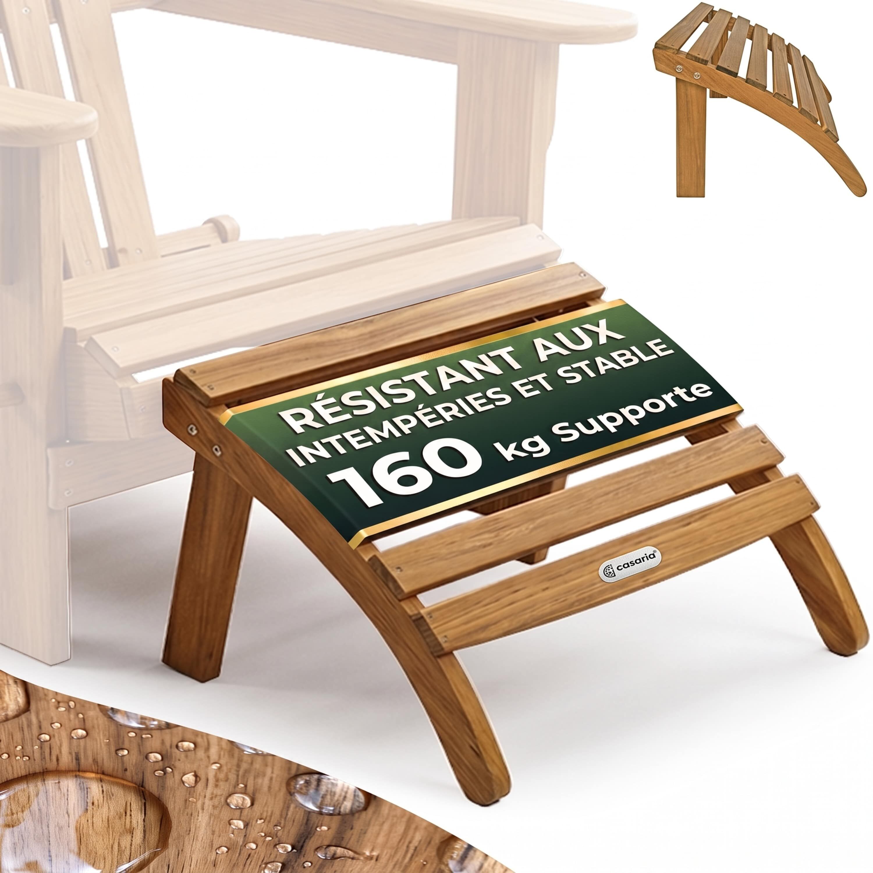 Fußstütze Akazienholz für Adirondack Gartenstuhl