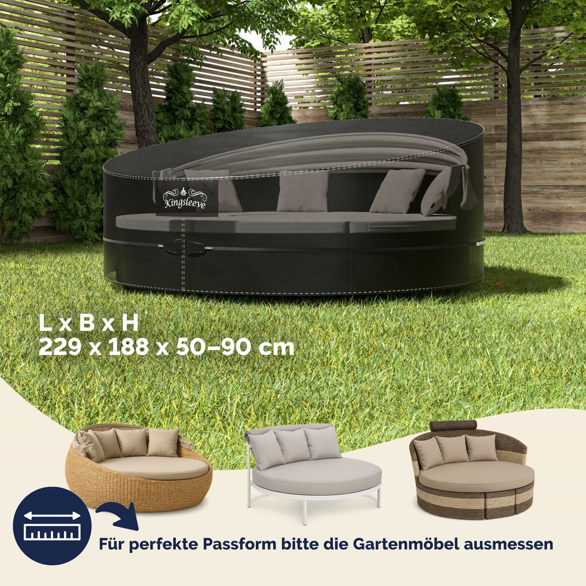 Abdeckplane Sonneninsel Anthrazit 229x188x90/50cm 9100mm Wassersäule