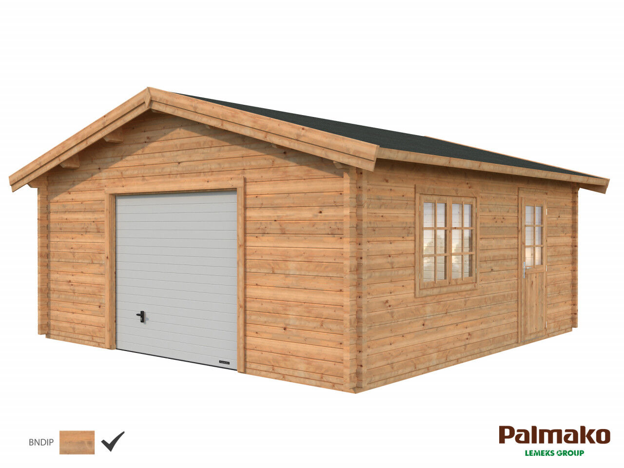 Palmako Holzgarage Roger 27,7 m² mit Sektionaltor