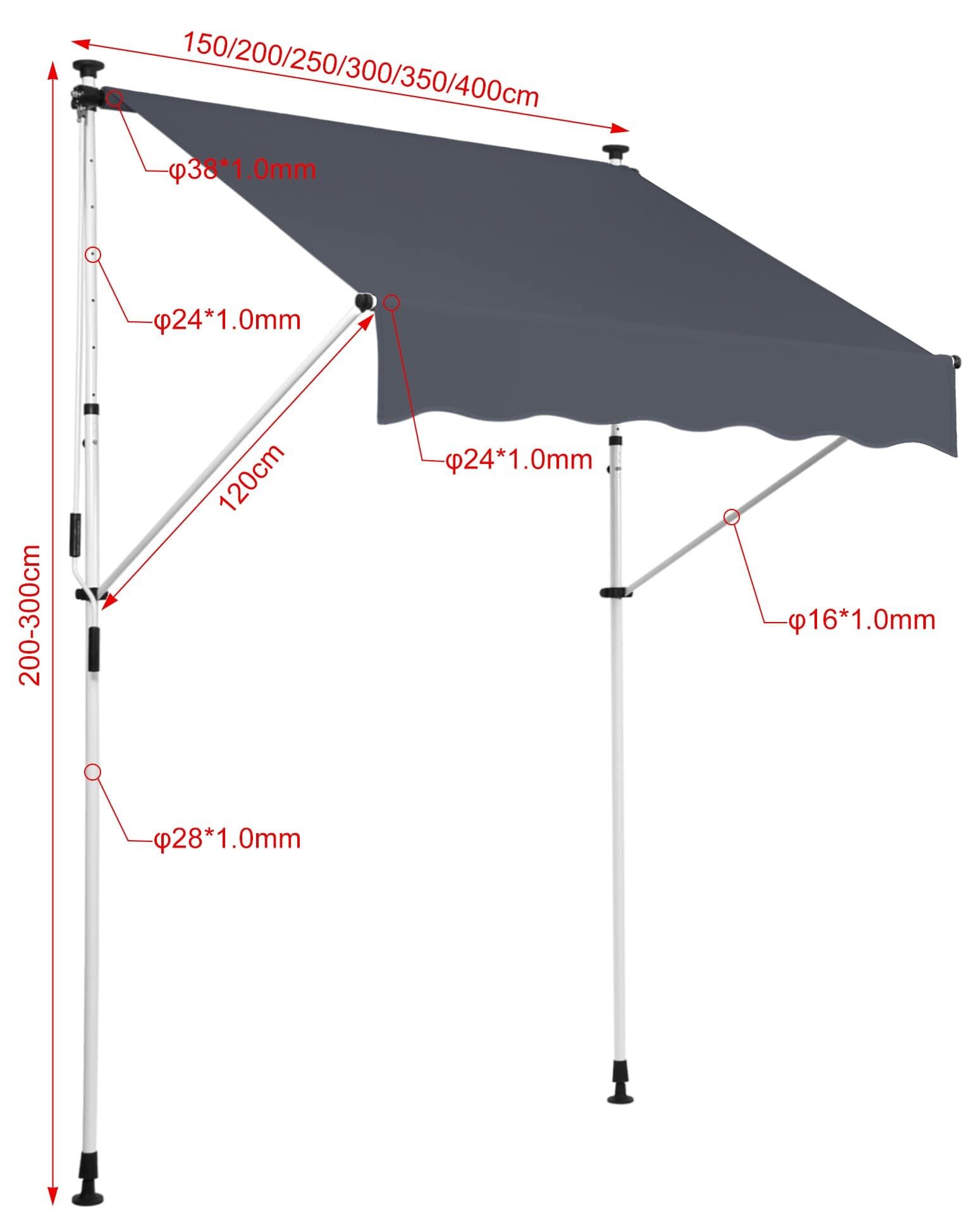 Klemmmarkise Westerly 300x120 cm, anthrazit