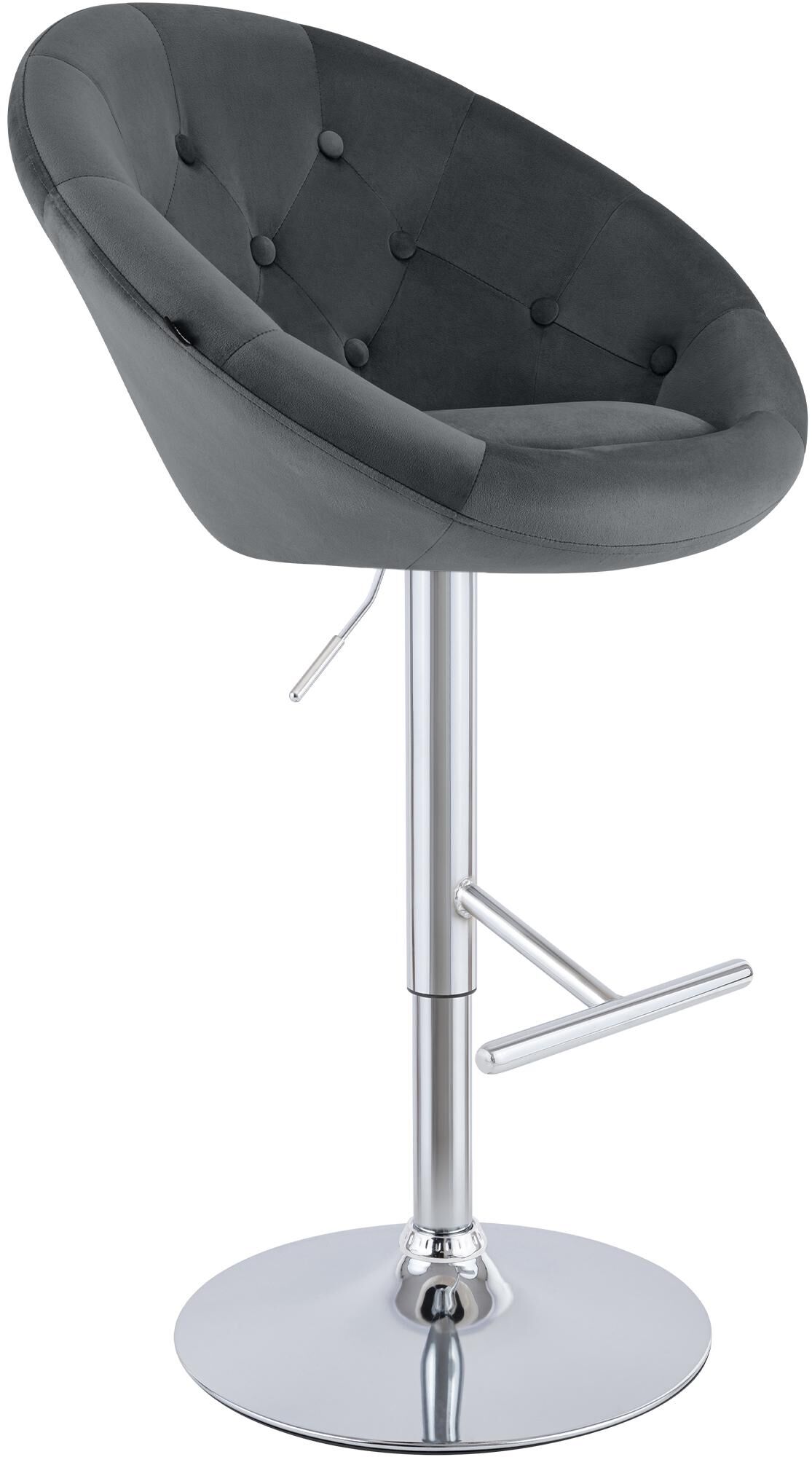 Barhocker London Samt chrom, dunkelgrau