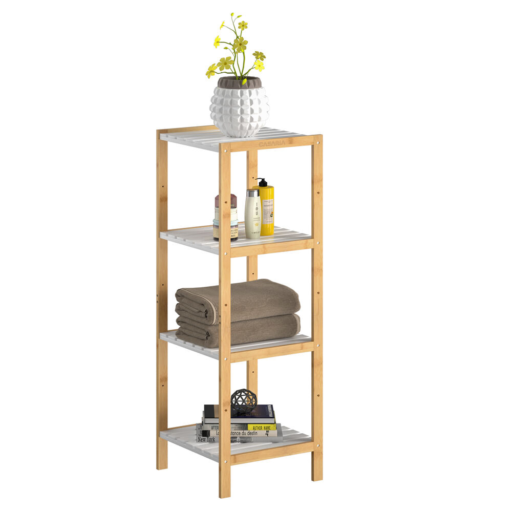 Standregal Bambus Weiß 110x33x34cm