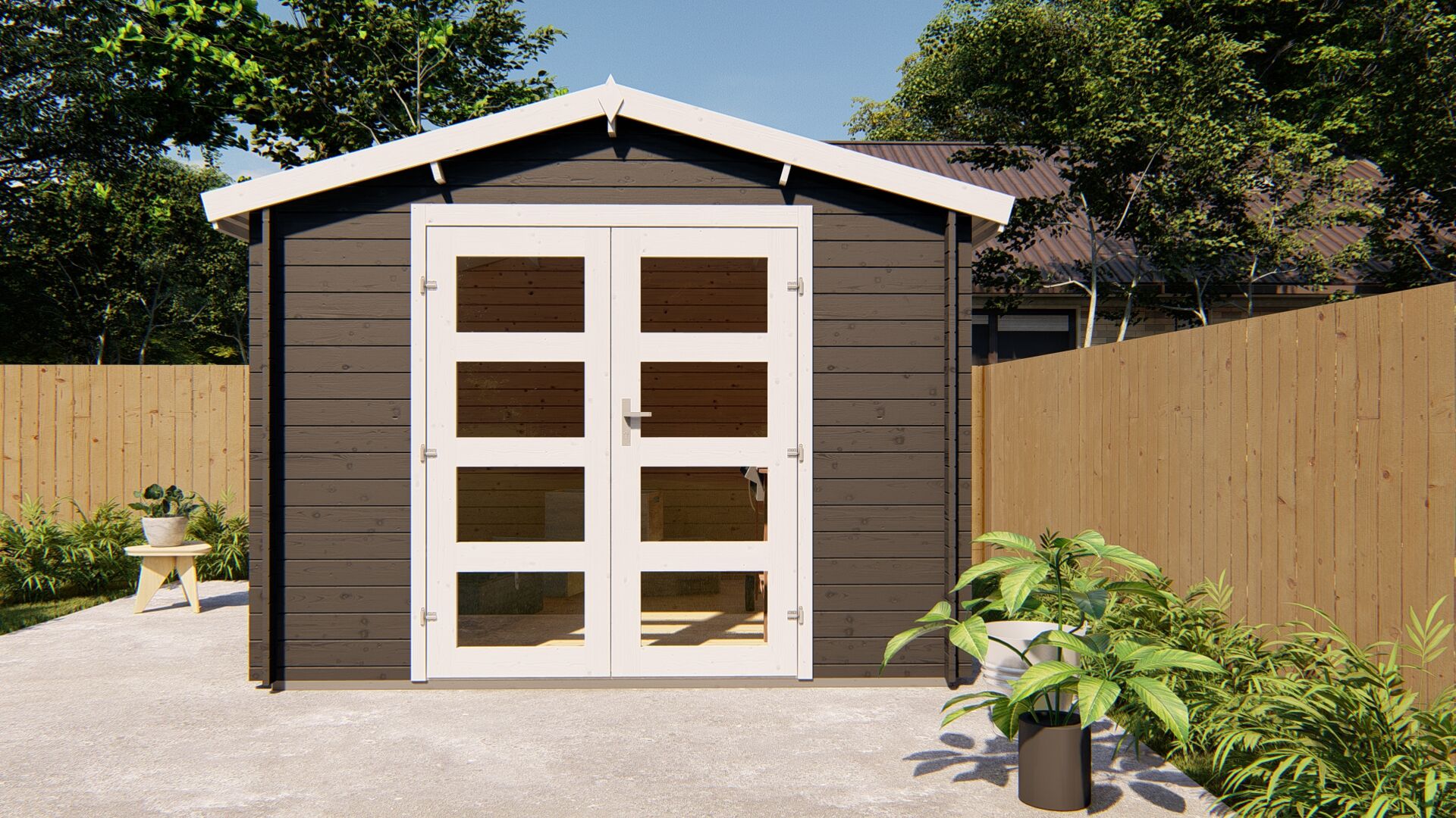 Gartenhaus 3×3 Funny 12 Holz Gartenhaus mit Doppeltür und Satteldach