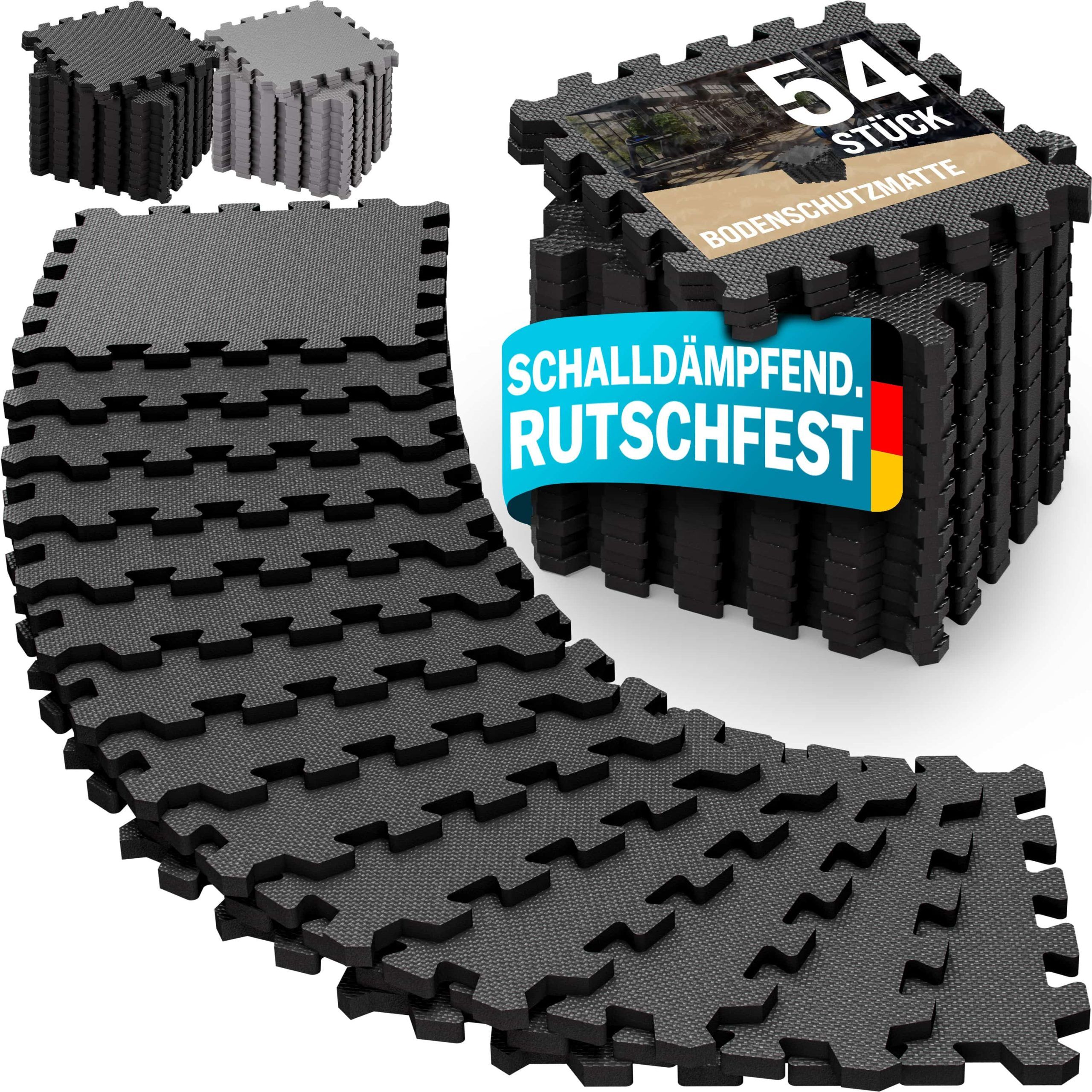 Bodenschutz-/Puzzlematten 54er-Set Schwarz 264x175x1cm