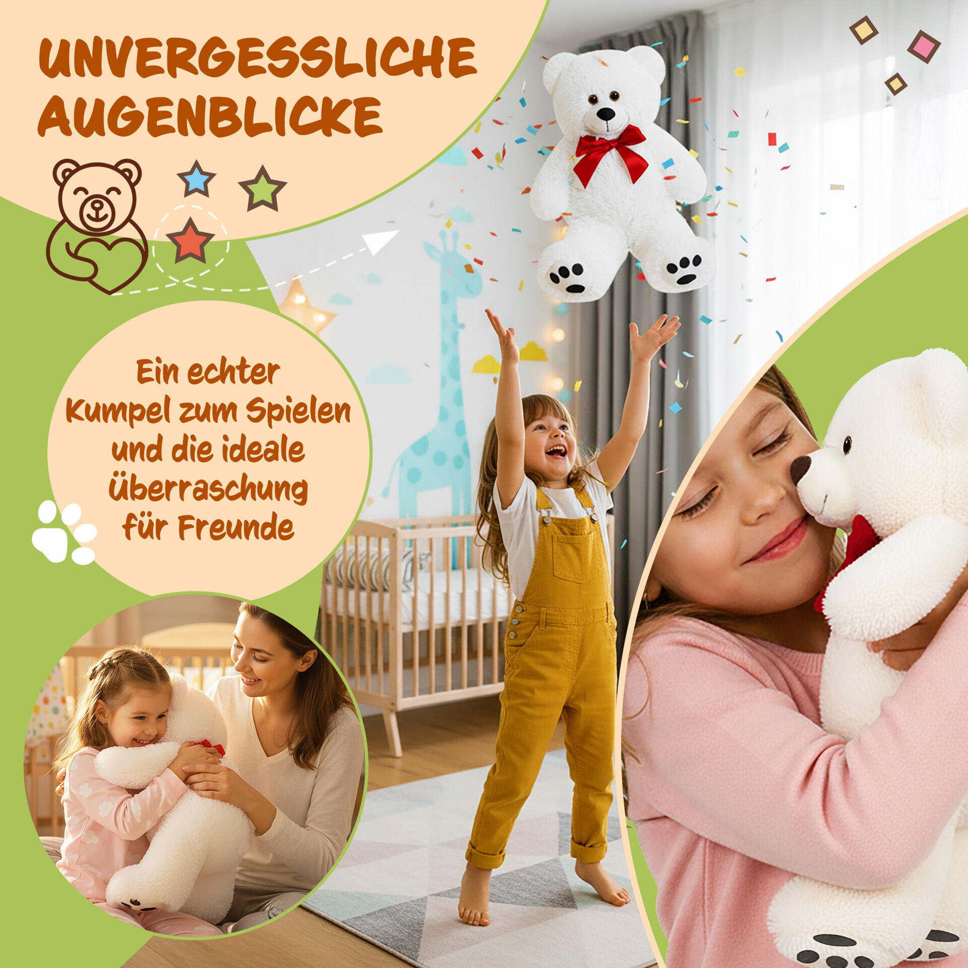 Plüschtier Teddybär L Weiß 50cm