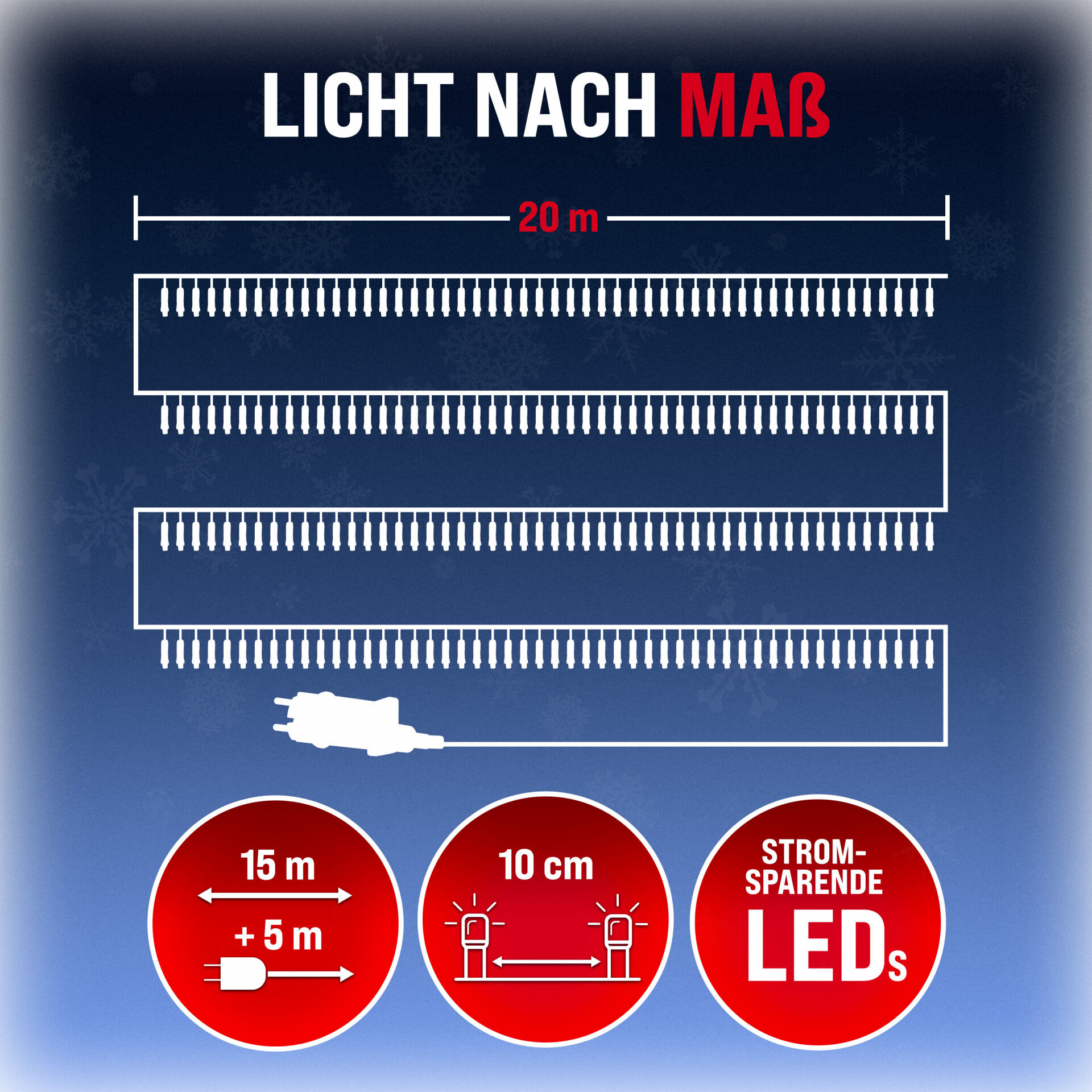Lichterkette Weihnachten Kaltweiß 20m