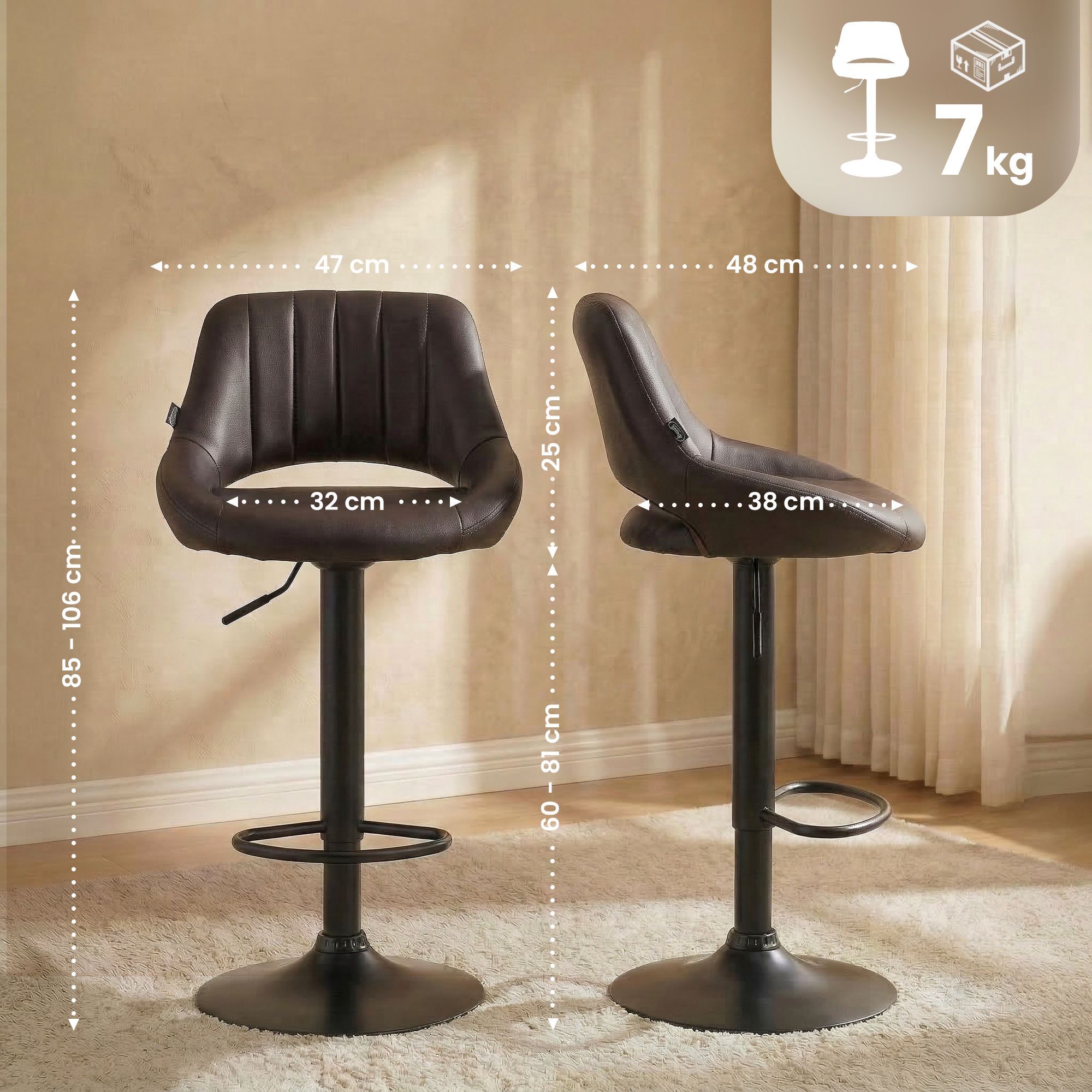 Barhocker Milet Kunstleder schwarz, braun