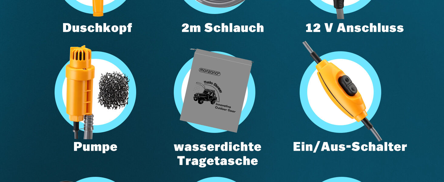 Campingdusche Gelb mit Tauchpumpe
