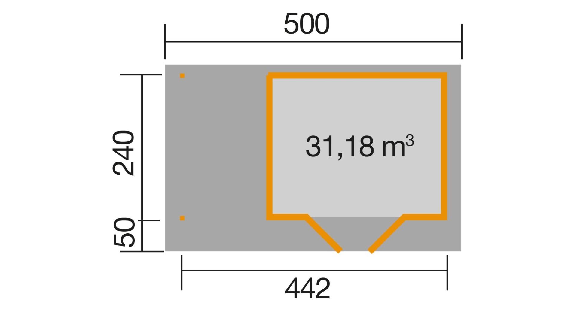 weka Design-Gartenhaus 126 Plus A 5,0x3,2m, Naturbelassen