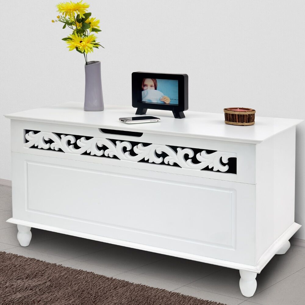 Holztruhe Jersey Weiß 80x40x48cm