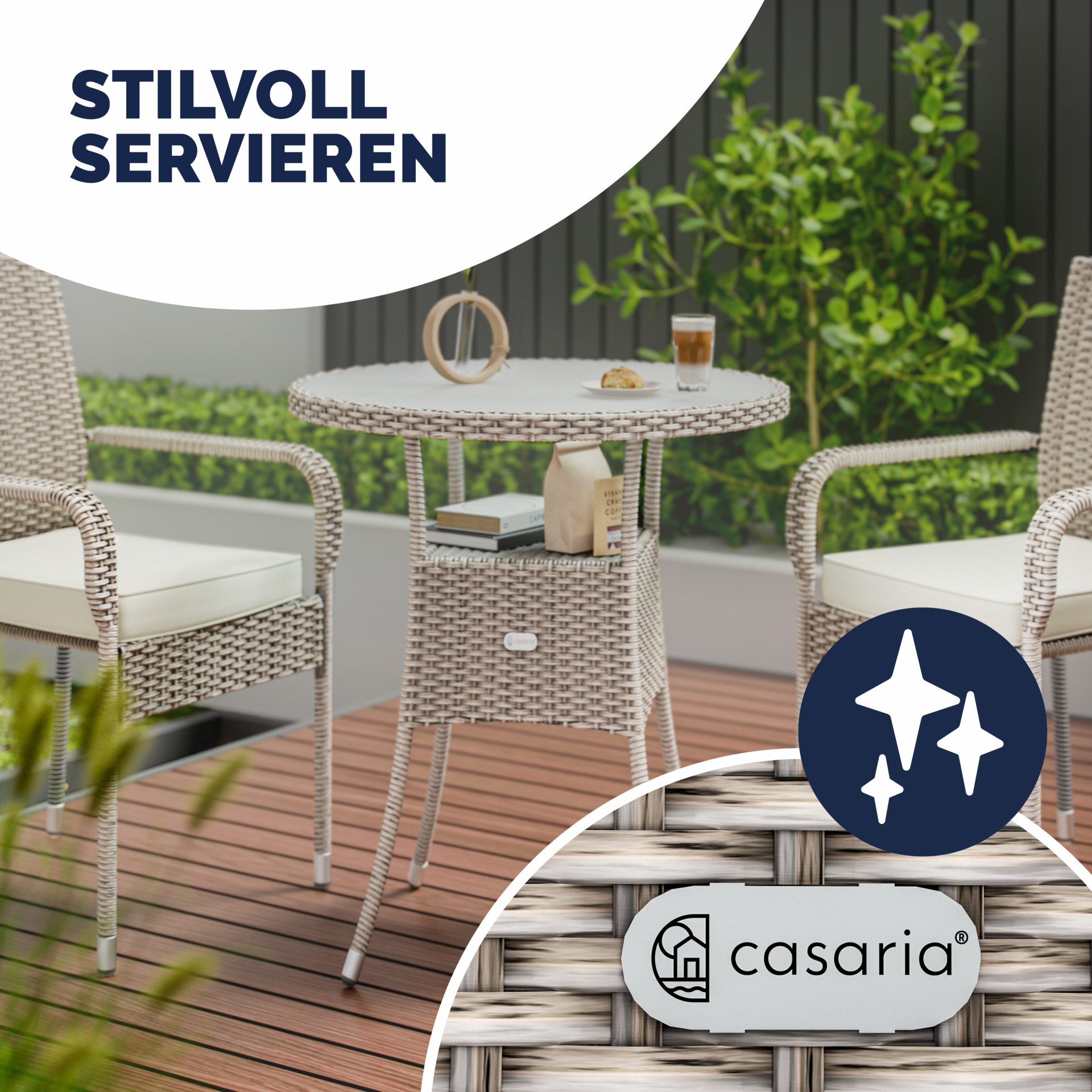 Polyrattan Tisch Creme Ø60cm