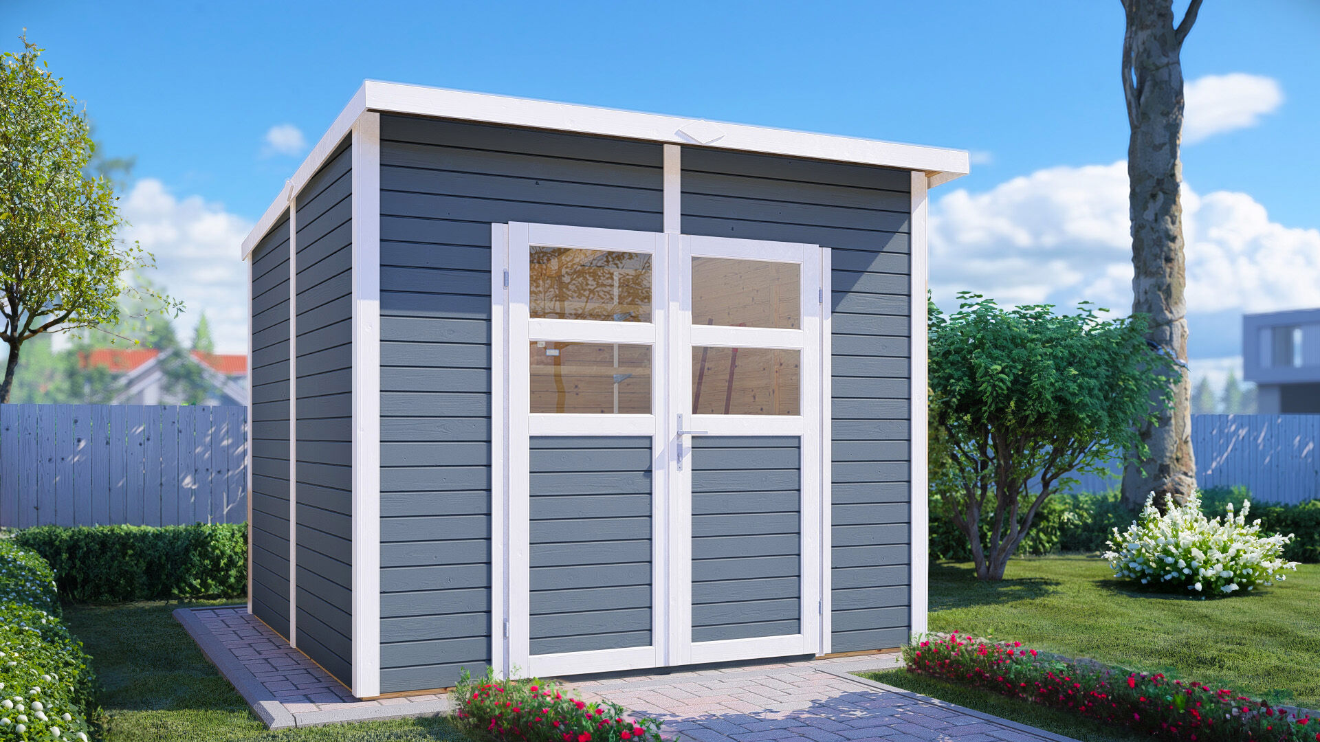 Gartenhaus Felix 3 hellgrau 244 x 239 cm