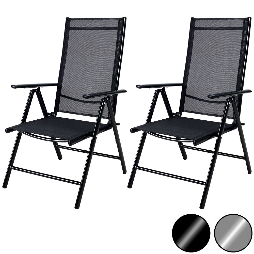 Gartenstuhl Hochlehner klappbar Bern 2er-Set Anthrazit Alu verstellbar