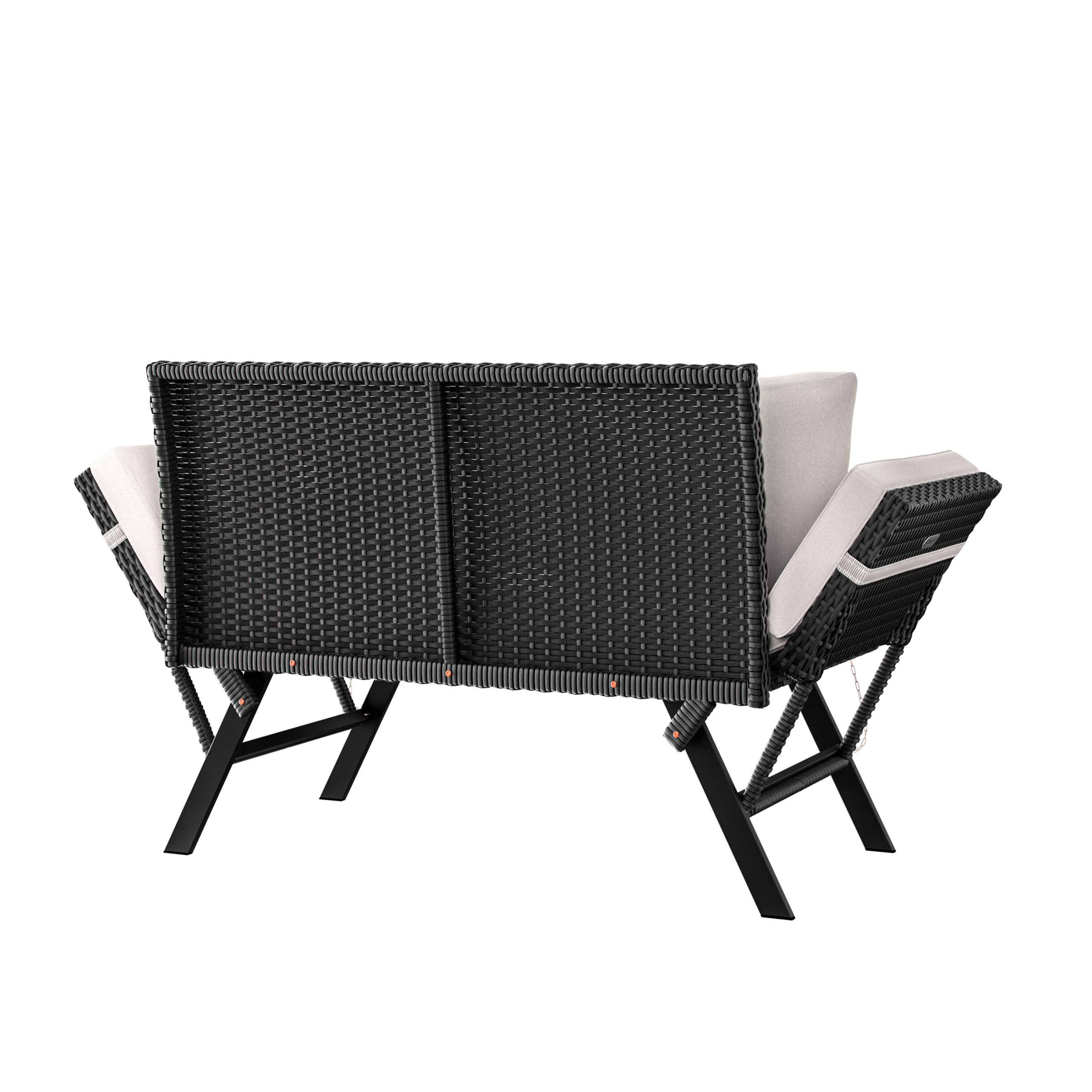 Polyrattan Gartenbank Schwarz/Creme 176x56x81cm