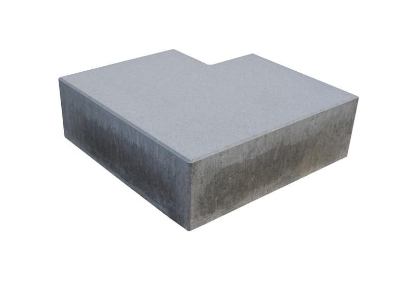 Blockstufen Ecke 90° 16x35x50/50 cm, Grau mit Fase