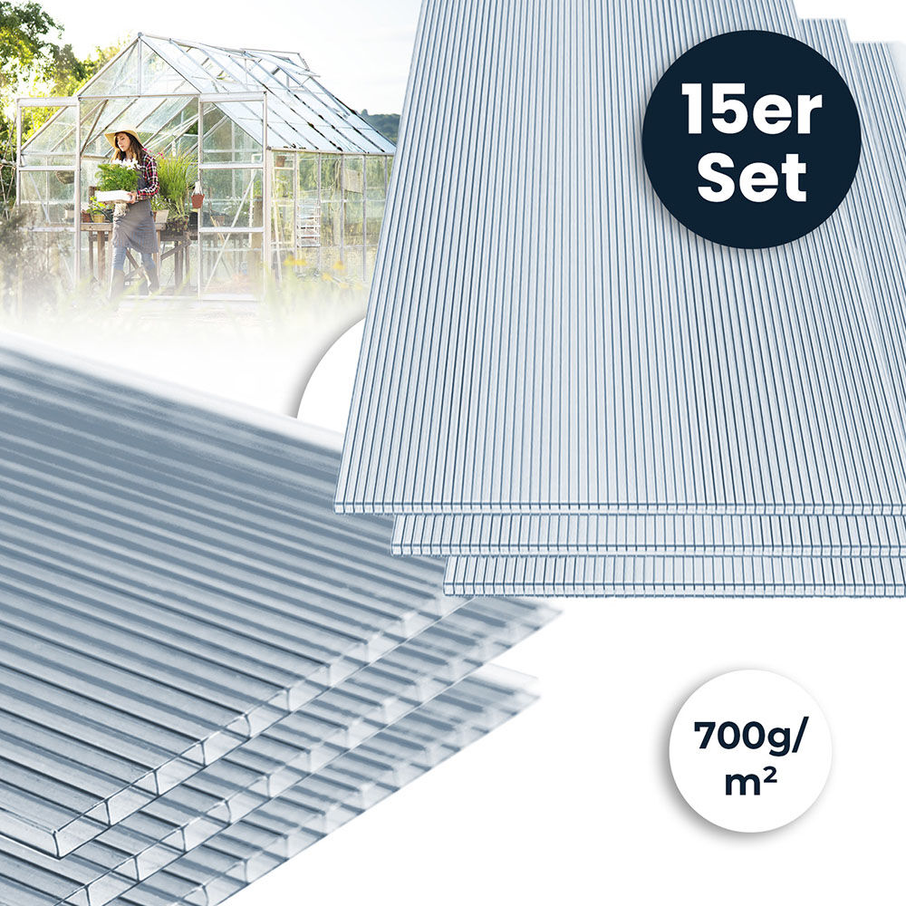 Hohlkammerstegplatten Polycarbonat Doppelstegplatten VARUS - 58 x 118 cm 15er Set