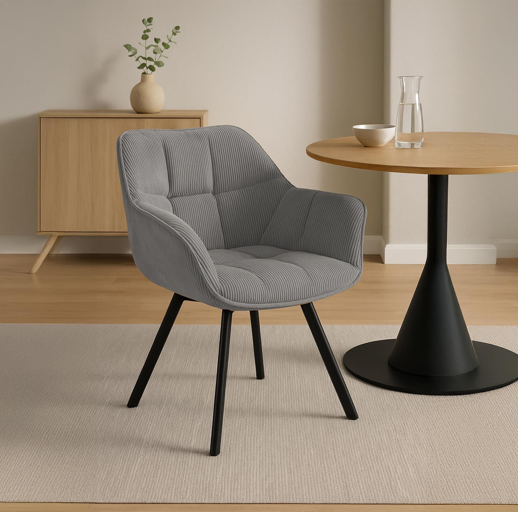 Esszimmerstuhl Jordi Cord, grau