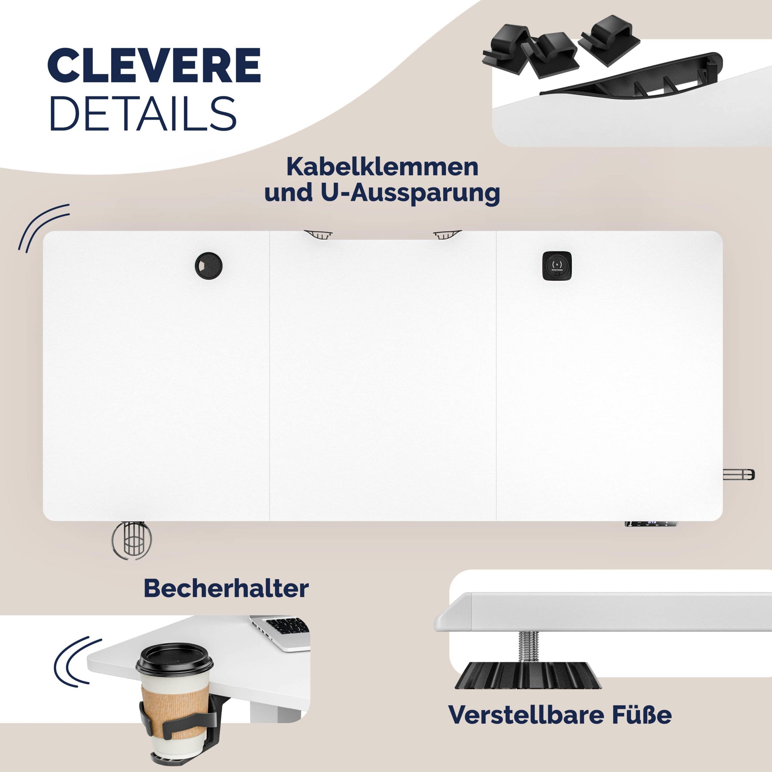 Höhenverstellbarer Schreibtisch Weiß 120x60x72-117cm