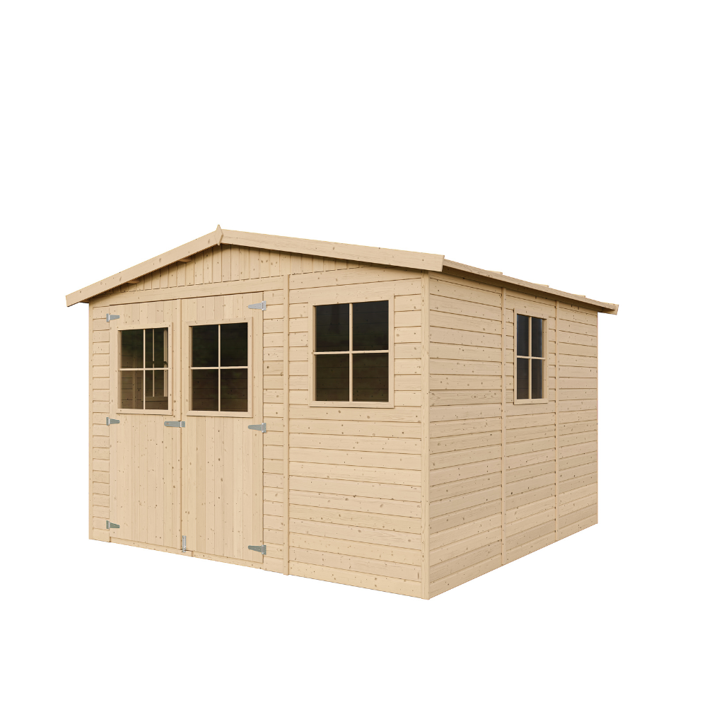 Gartenhaus Holz Oskar M335+M335G mit Boden – Gerätehaus 303 x 297 cm – 9 m2