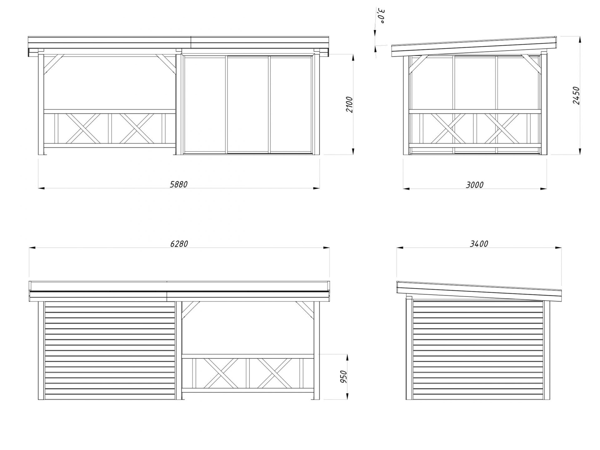Palmako modernes Gartenhaus Lenna 16,6 m2 Set 403 Slide