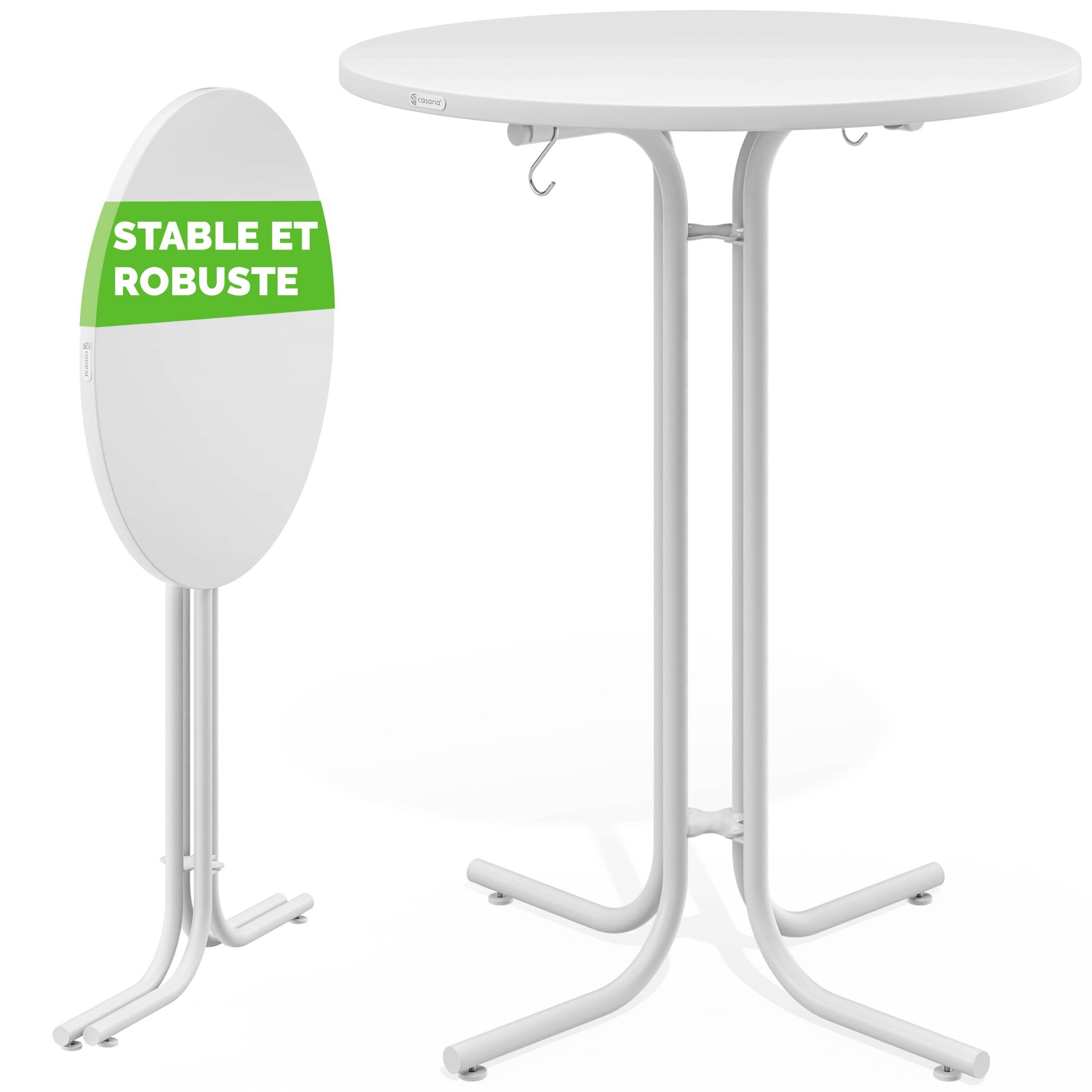 Stehtisch Weiß Ø70x110cm klappbar Outdoor höhenverstellbar bis 100kg