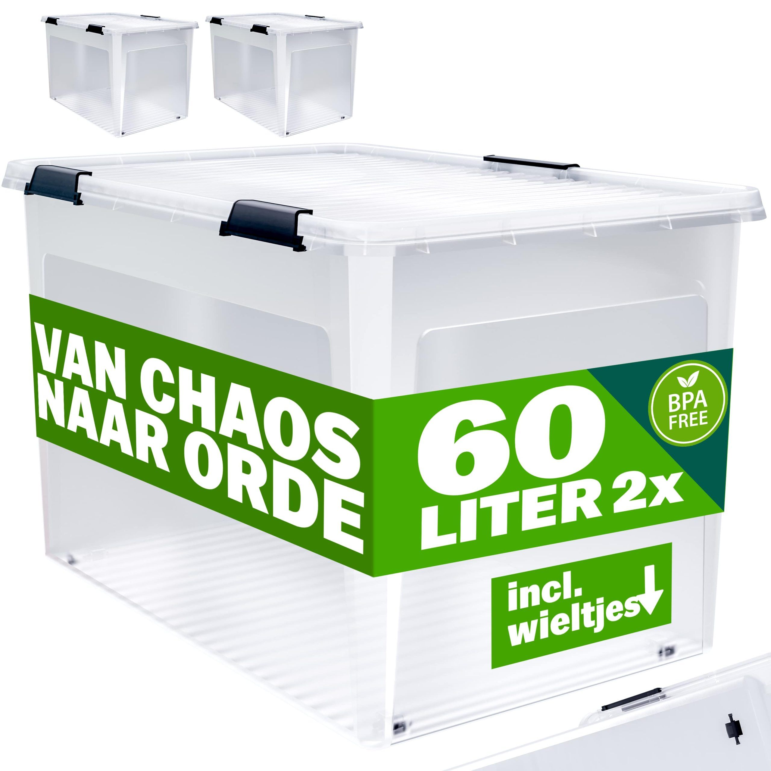 Aufbewahrungsbox 2er-Set Transparent 60x40x35cm 60L stapelbar
