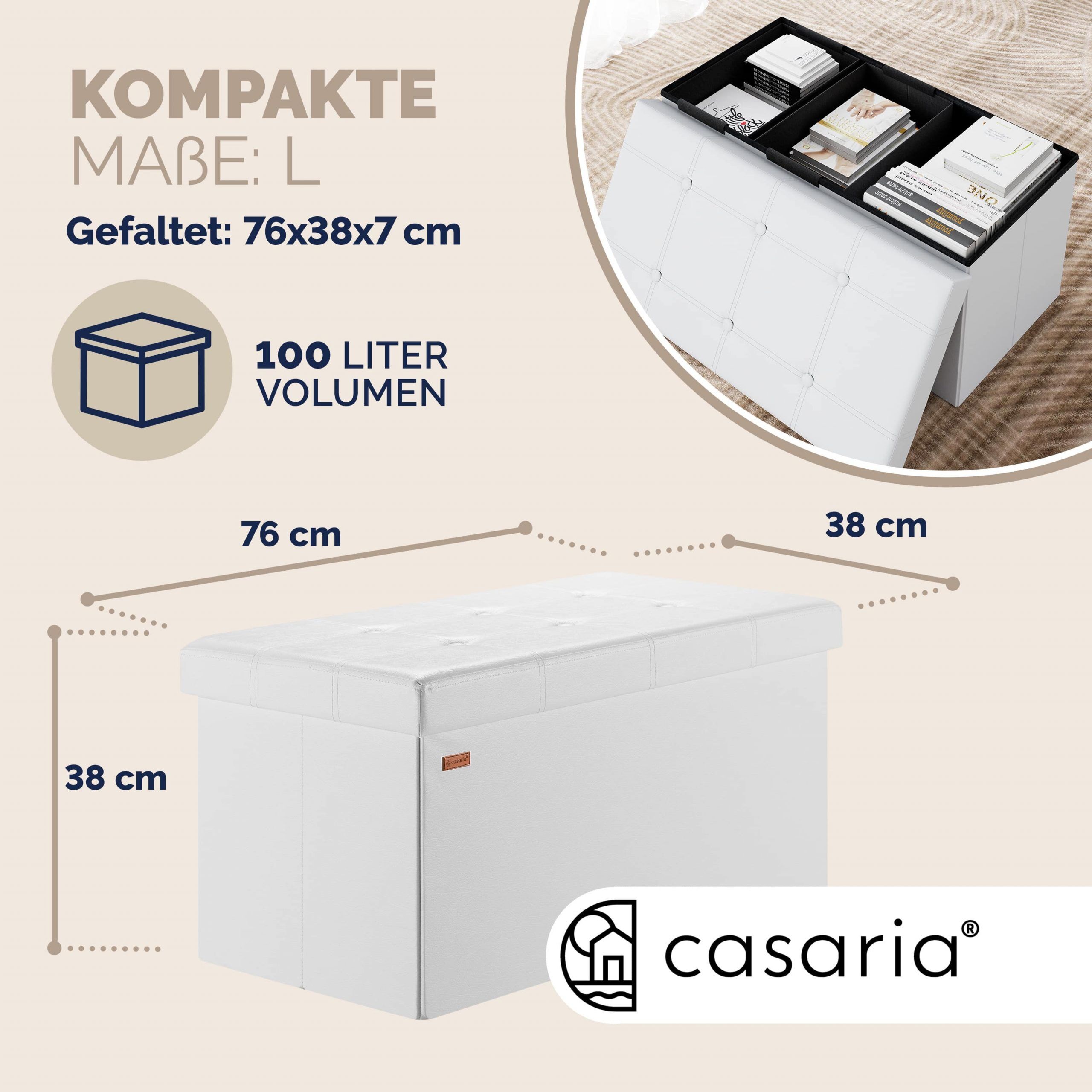 Sitzbank Weiß 80x40x40cm MDF faltbar