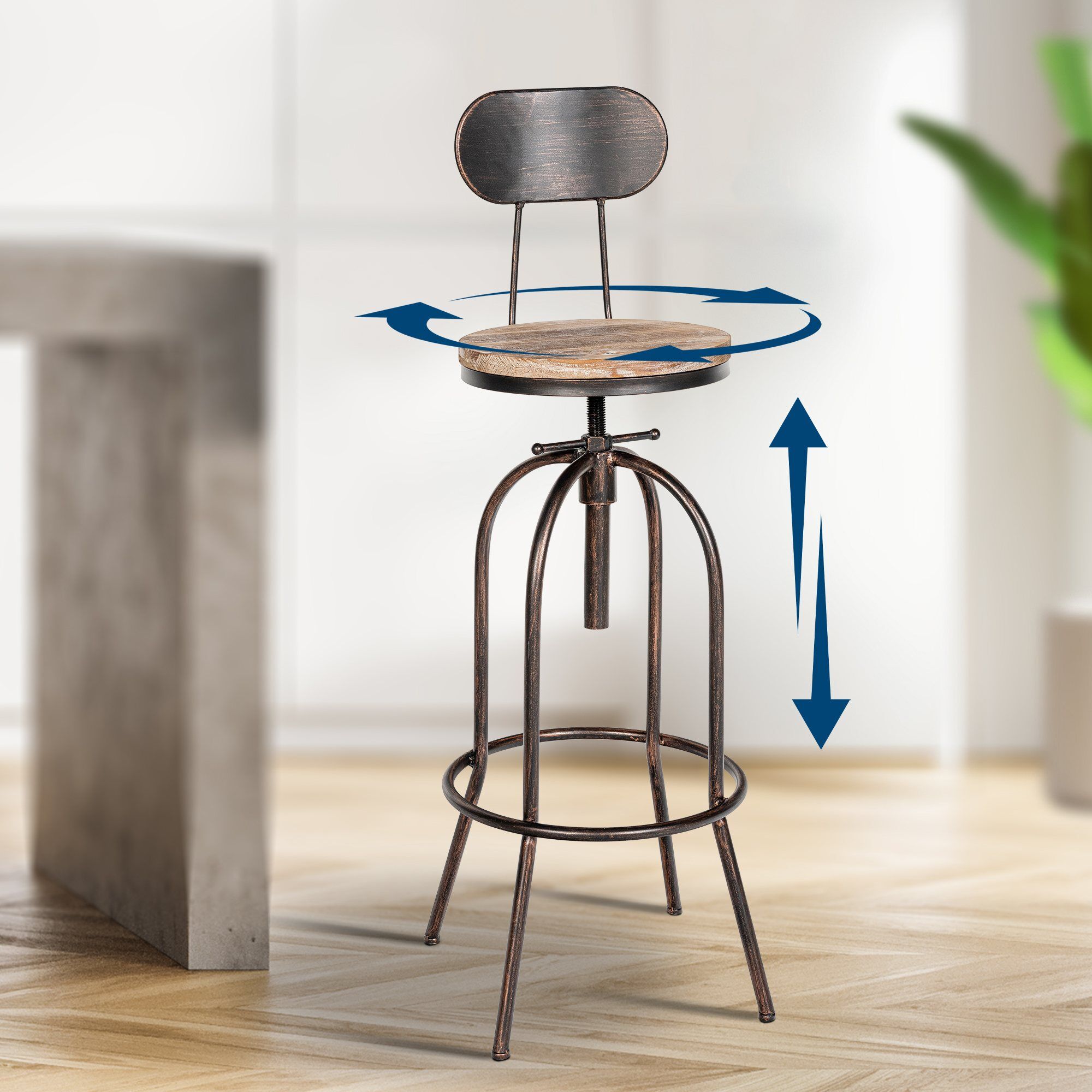Barhocker Pino, Holz, bronze