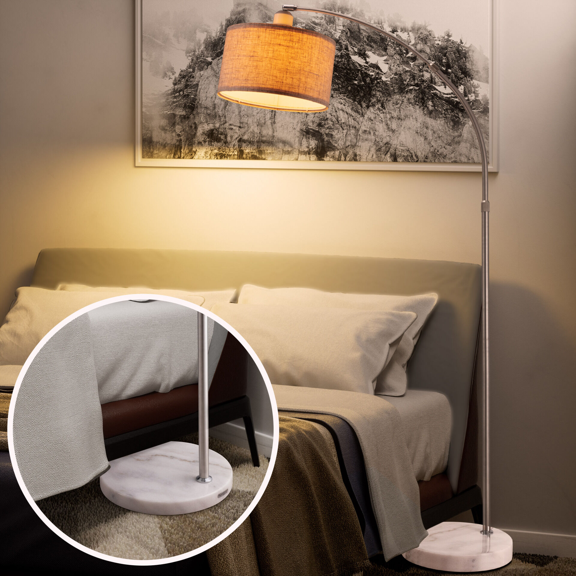Design Bogenlampe Grau 150-175cm verstellbar