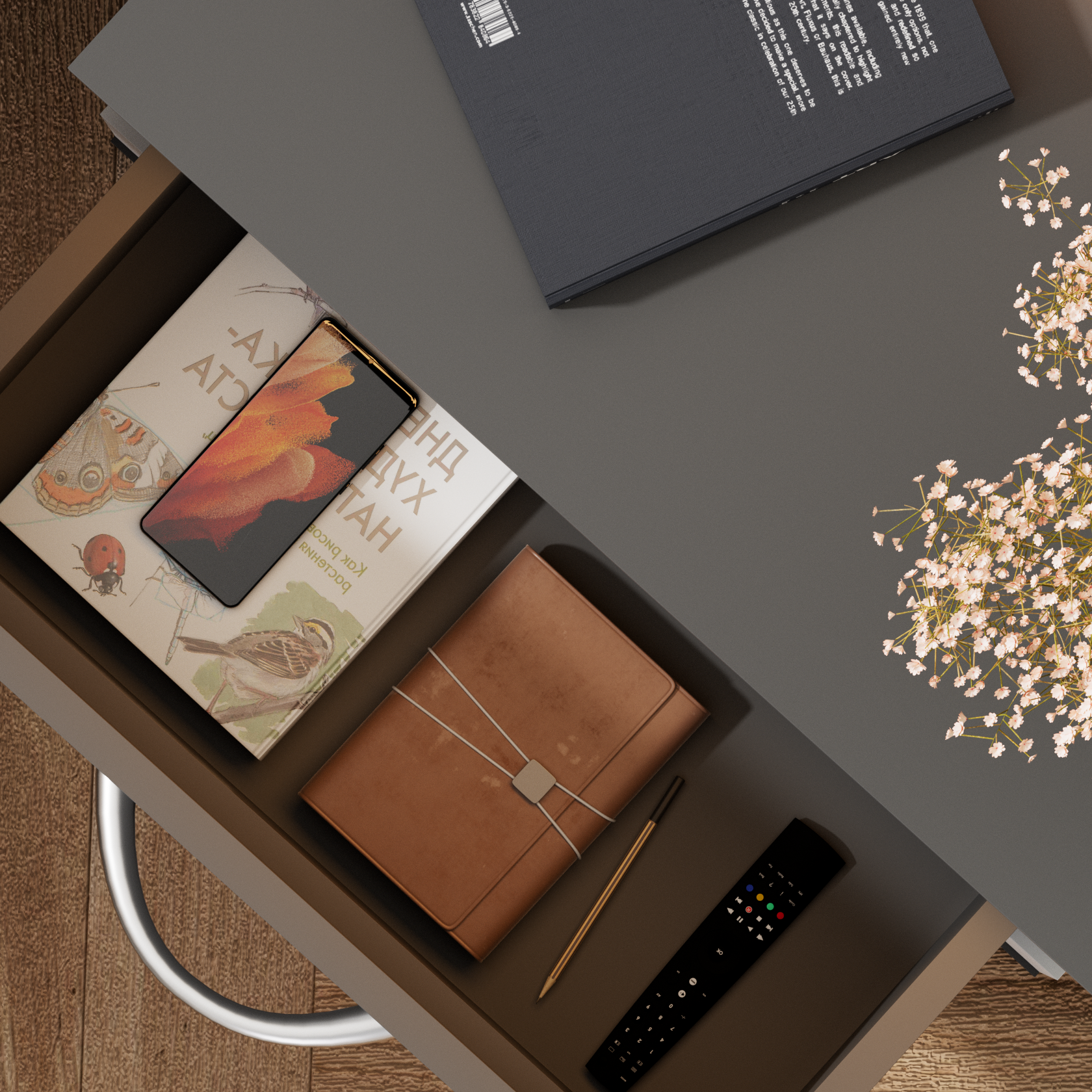 Nachttisch Jamie 2er-Set Anthrazit 55x40x28cm