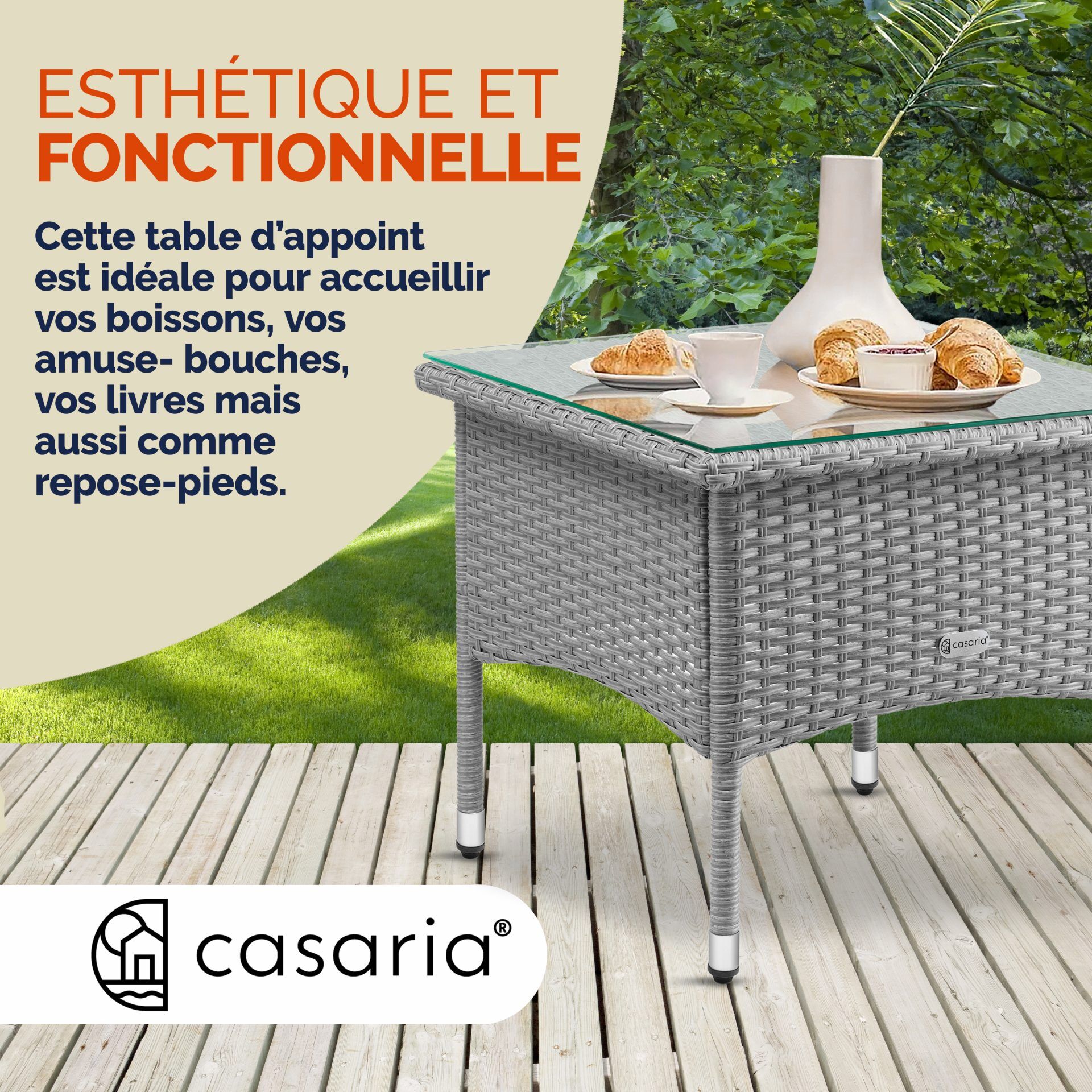 Polyrattan Beistelltisch Grau 50x50x45cm