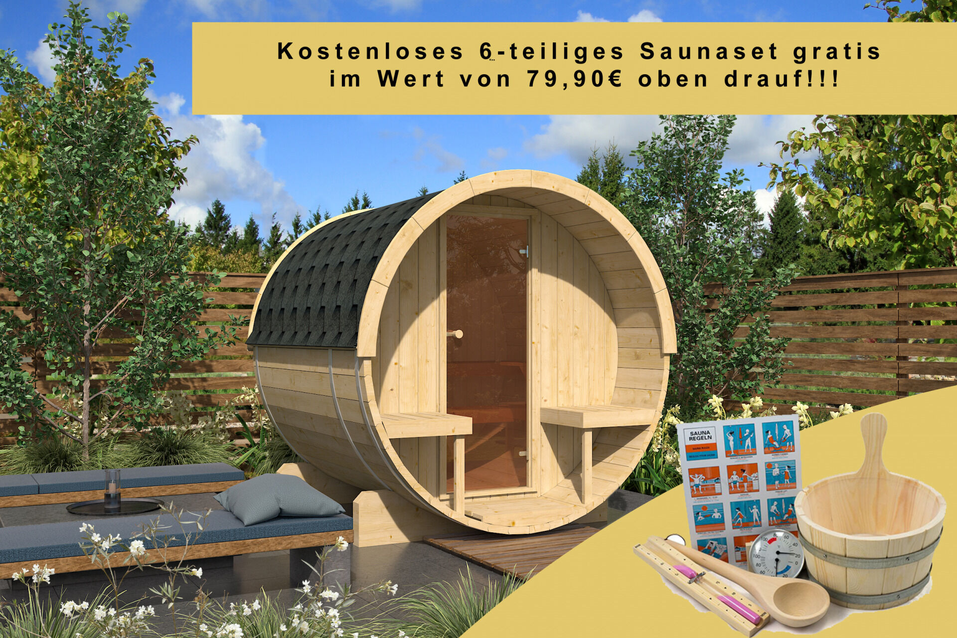 Finn Art Fass-Sauna Alvi 1