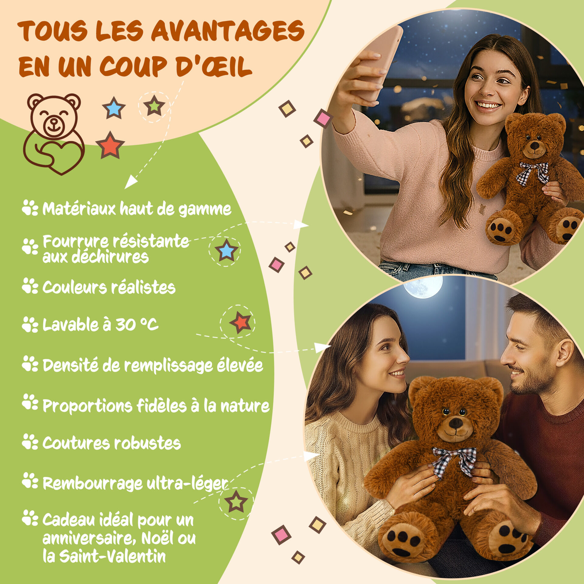 Plüschtier Teddybär L Braun 50cm