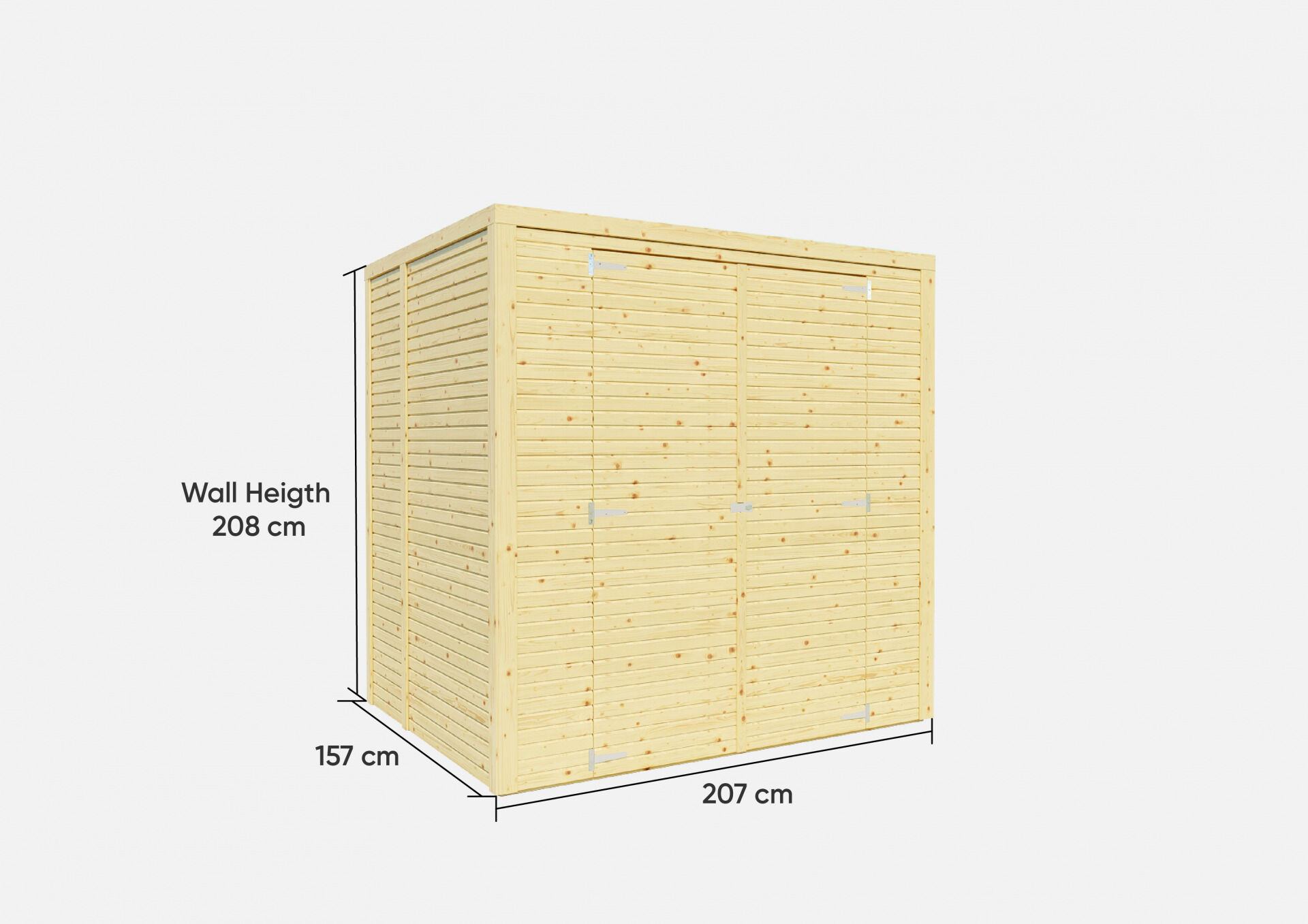 Gerätehaus Holz Box 2 schwarz/natur 207 x 156 cm