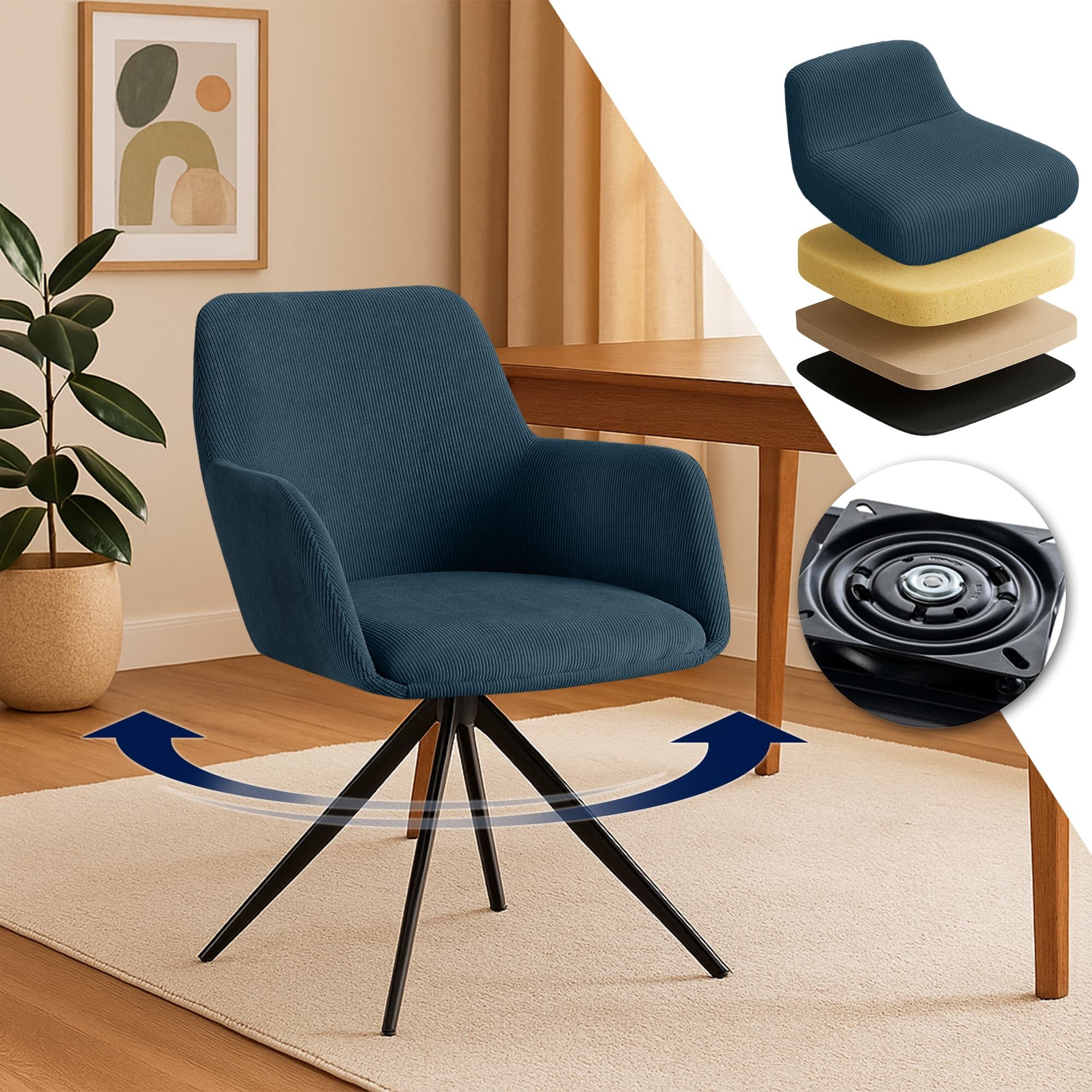 Esszimmerstuhl Olema Cord, blau