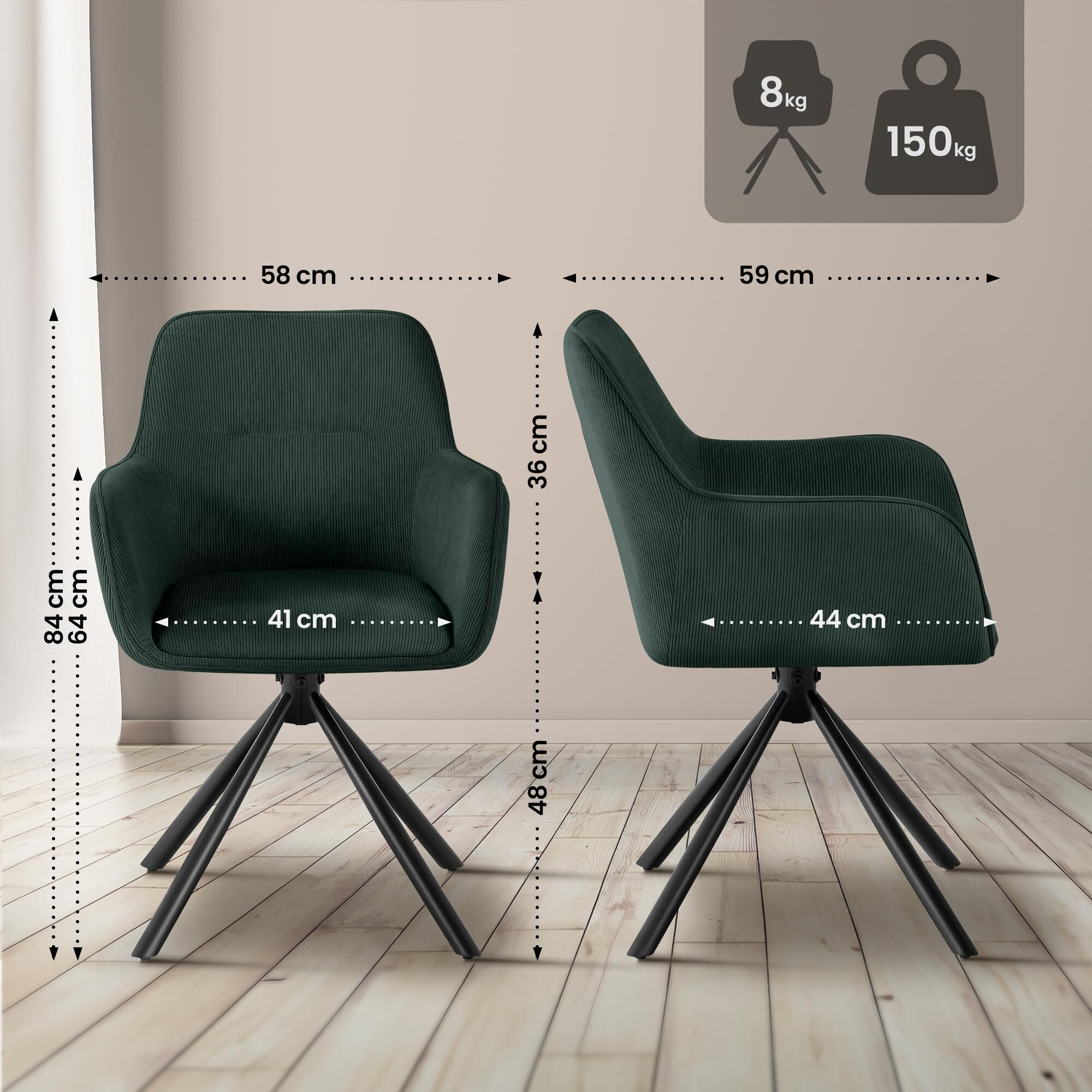 Stuhl Tipton Cord, grün