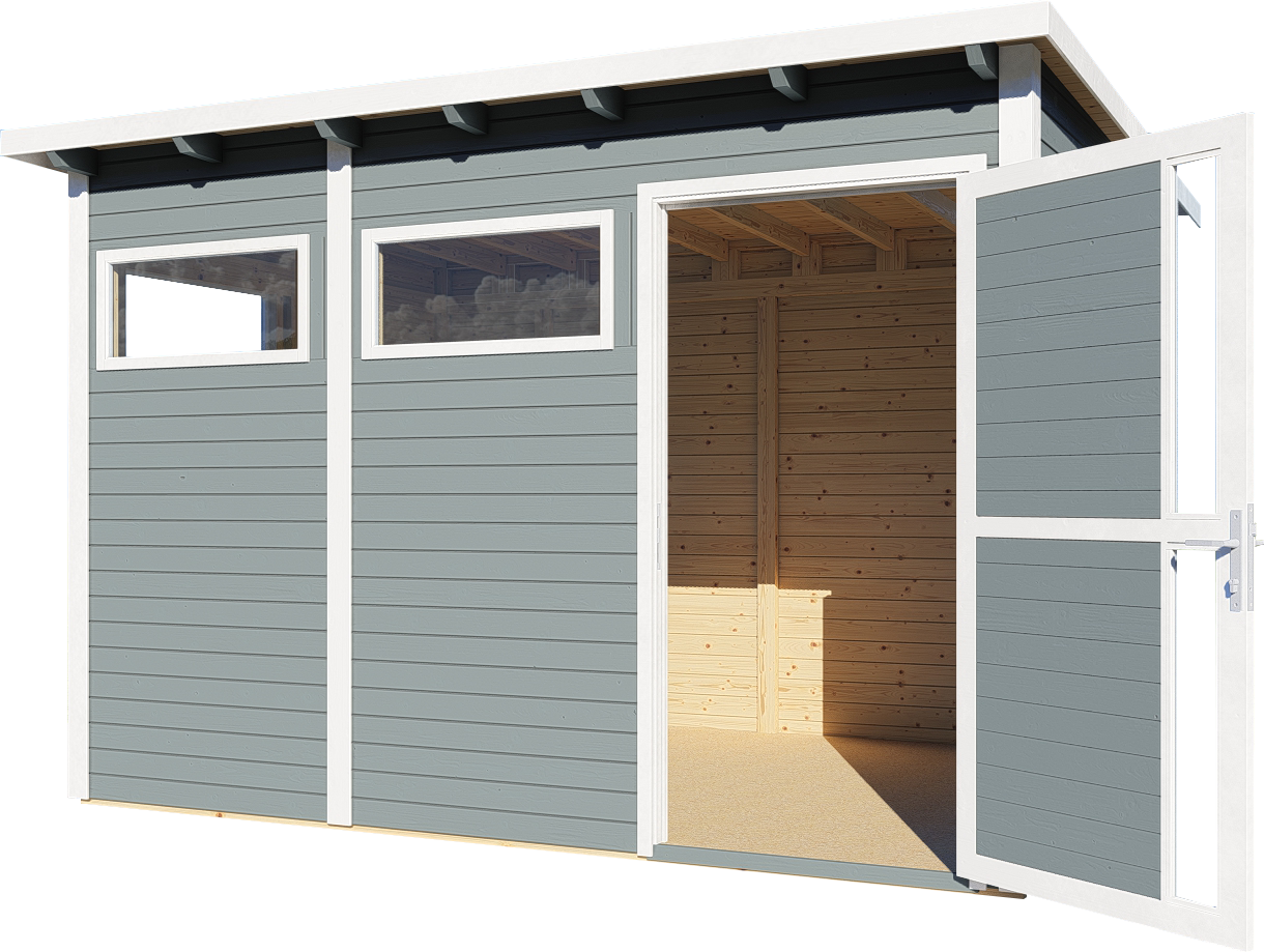 Gartenhaus Holz Pentus 3 hellgrau 337 x 234 cm