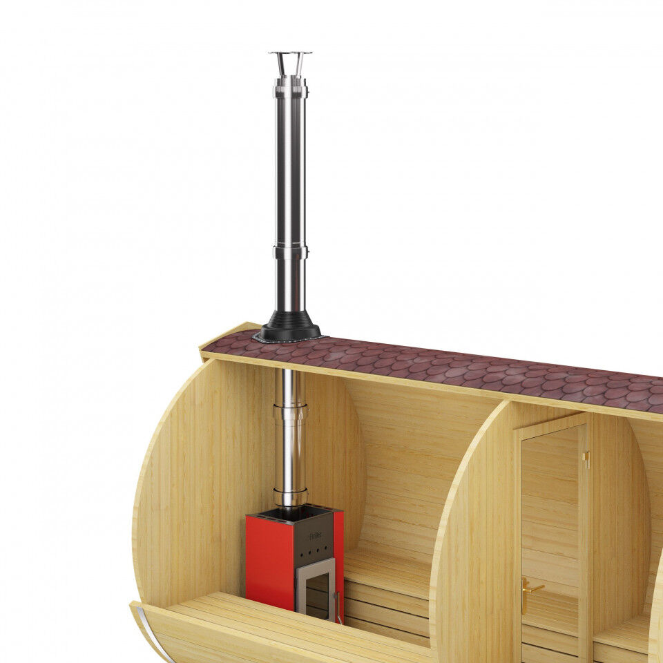 Fintec Holz Saunaofen Set LORA inkl. Schornsteinset zur Deckendurchführung